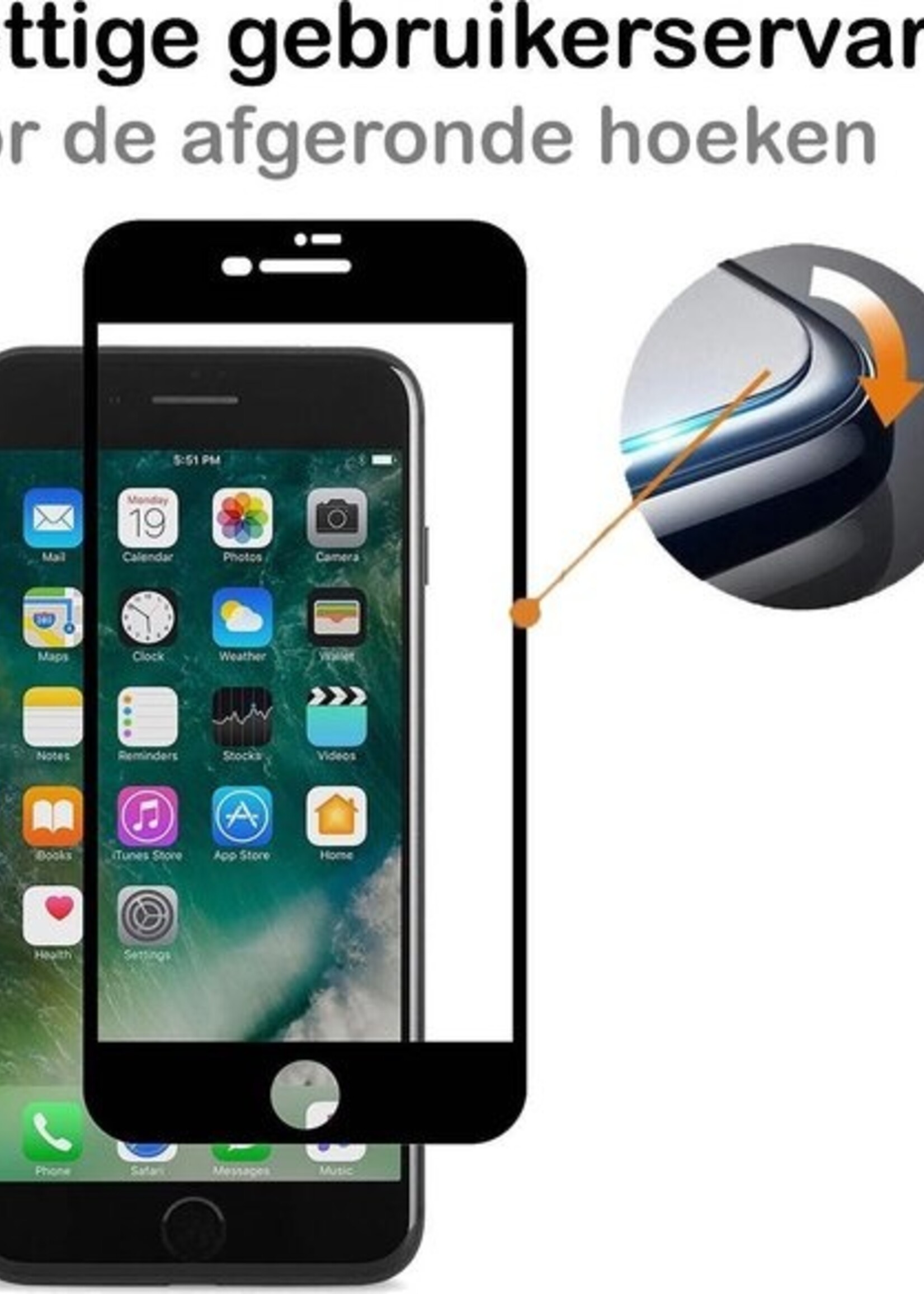 BTH Screenprotector Geschikt voor iPhone 7 Screenprotector Glas Gehard Tempered Glass Full Cover - Screenprotector Geschikt voor iPhone 7 Screen Protector Screen Cover - 3 PACK