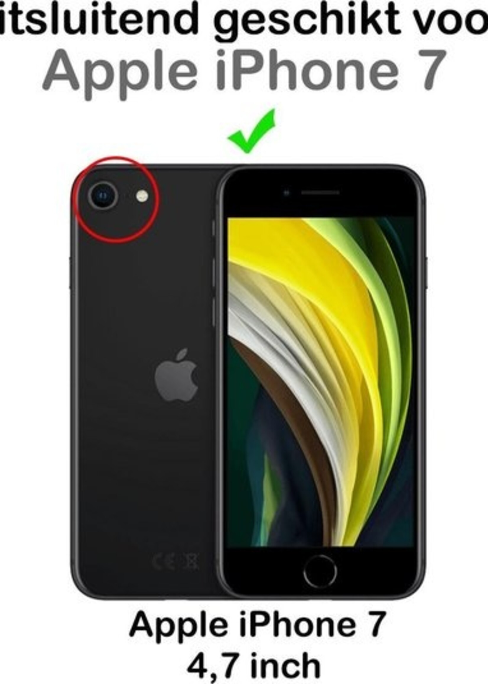 BTH Screenprotector Geschikt voor iPhone 7 Screenprotector Glas Gehard Tempered Glass Full Cover - Screenprotector Geschikt voor iPhone 7 Screen Protector Screen Cover - 3 PACK