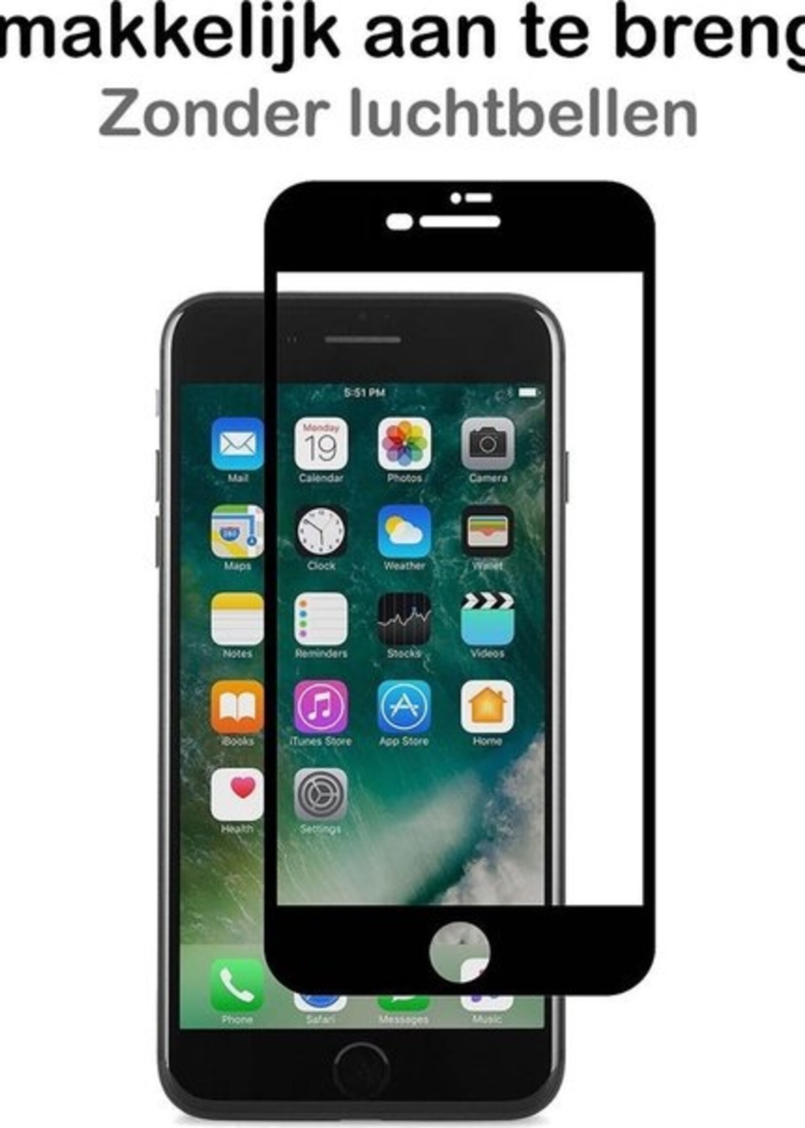 BTH Screenprotector Geschikt voor iPhone 7 Screenprotector Glas Gehard Tempered Glass Full Cover - Screenprotector Geschikt voor iPhone 7 Screen Protector Screen Cover - 3 PACK