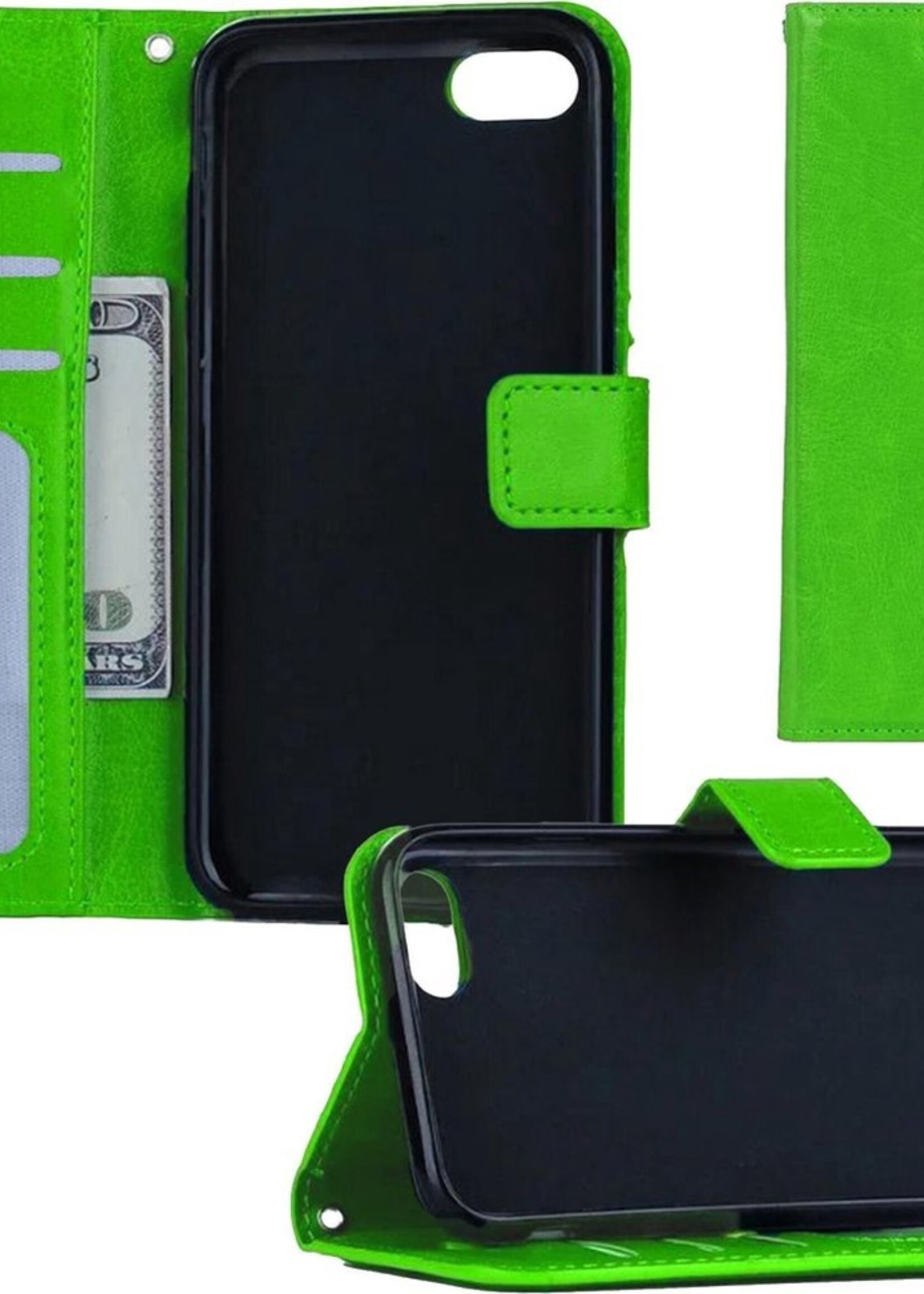 BTH Hoesje Geschikt voor iPhone 7/8 Hoesje Book Case Hoes Portemonnee Cover Walletcase - Hoes Geschikt voor iPhone 7/8 Hoes Bookcase Hoesje - Groen
