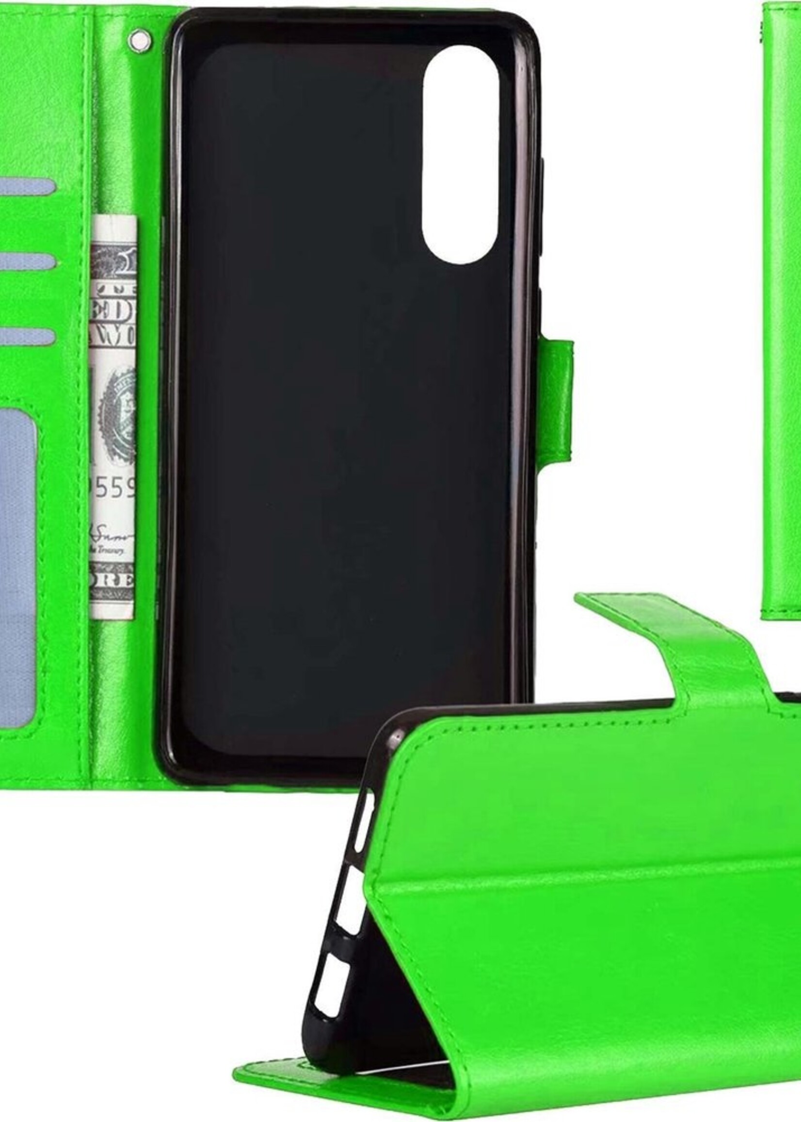 BTH Hoesje Geschikt voor Samsung Galaxy A50 Hoesje Book Case Hoes Portemonnee Cover Walletcase - Hoes Geschikt voor Samsung A50 Hoes Bookcase Hoesje - Groen