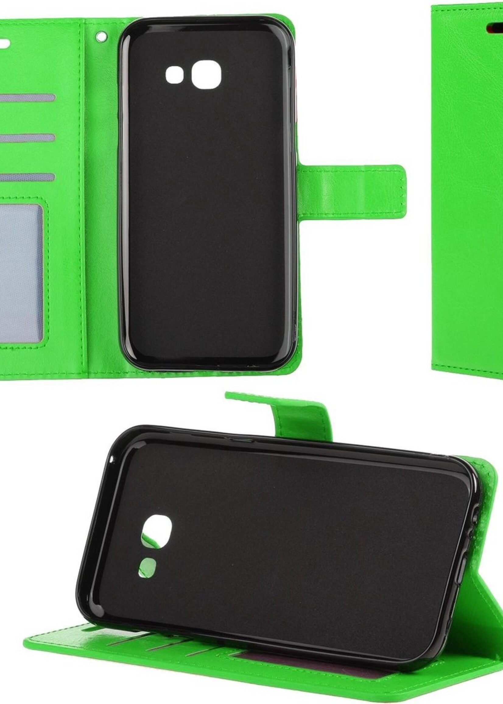 BTH Hoesje Geschikt voor Samsung Galaxy A5 2017 Hoesje Book Case Hoes Portemonnee Cover Walletcase - Hoes Geschikt voor Samsung A5 2017 Hoes Bookcase Hoesje - Groen