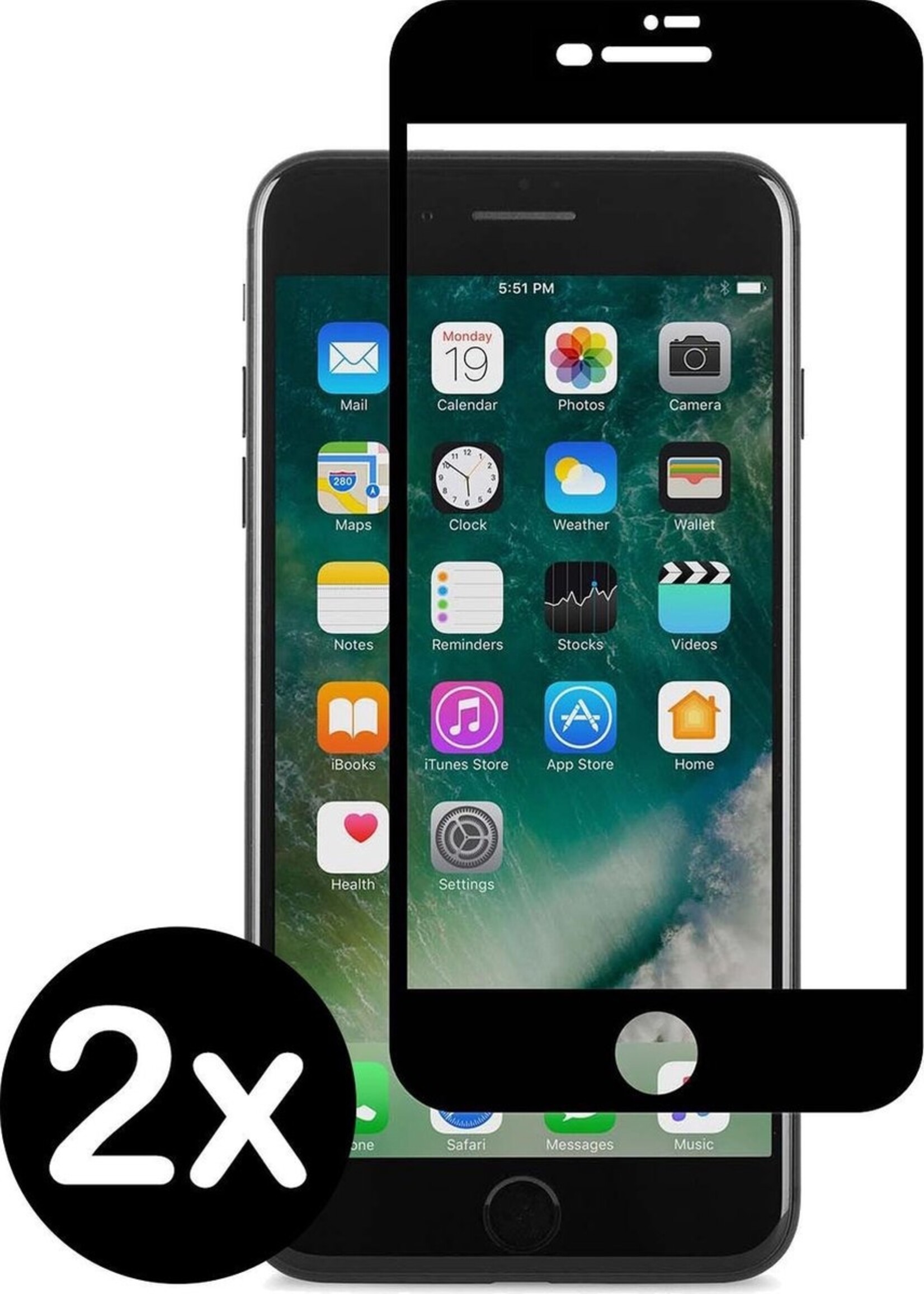 BTH Screenprotector Geschikt voor iPhone 6/7/8 Screenprotector Glas Gehard Tempered Glass Full Cover - Screenprotector Geschikt voor iPhone 6/7/8 Screen Protector Screen Cover - 2 PACK