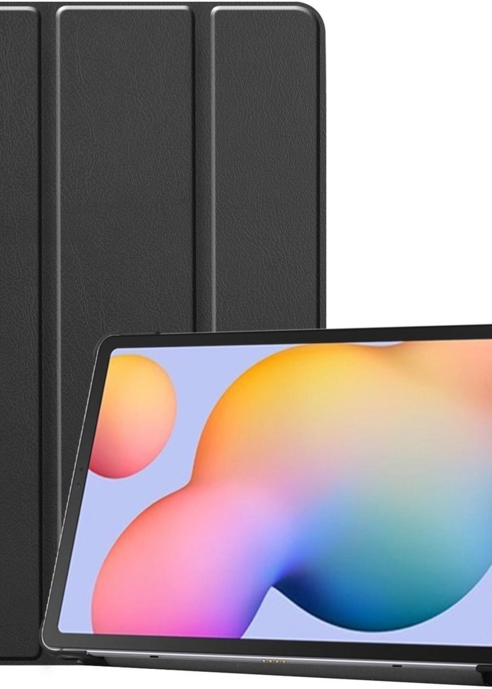 BTH Hoes Geschikt voor Samsung Galaxy Tab S6 Lite Hoes Book Case Hoesje Trifold Cover - Hoesje Geschikt voor Samsung Tab S6 Lite Hoesje Bookcase - Zwart