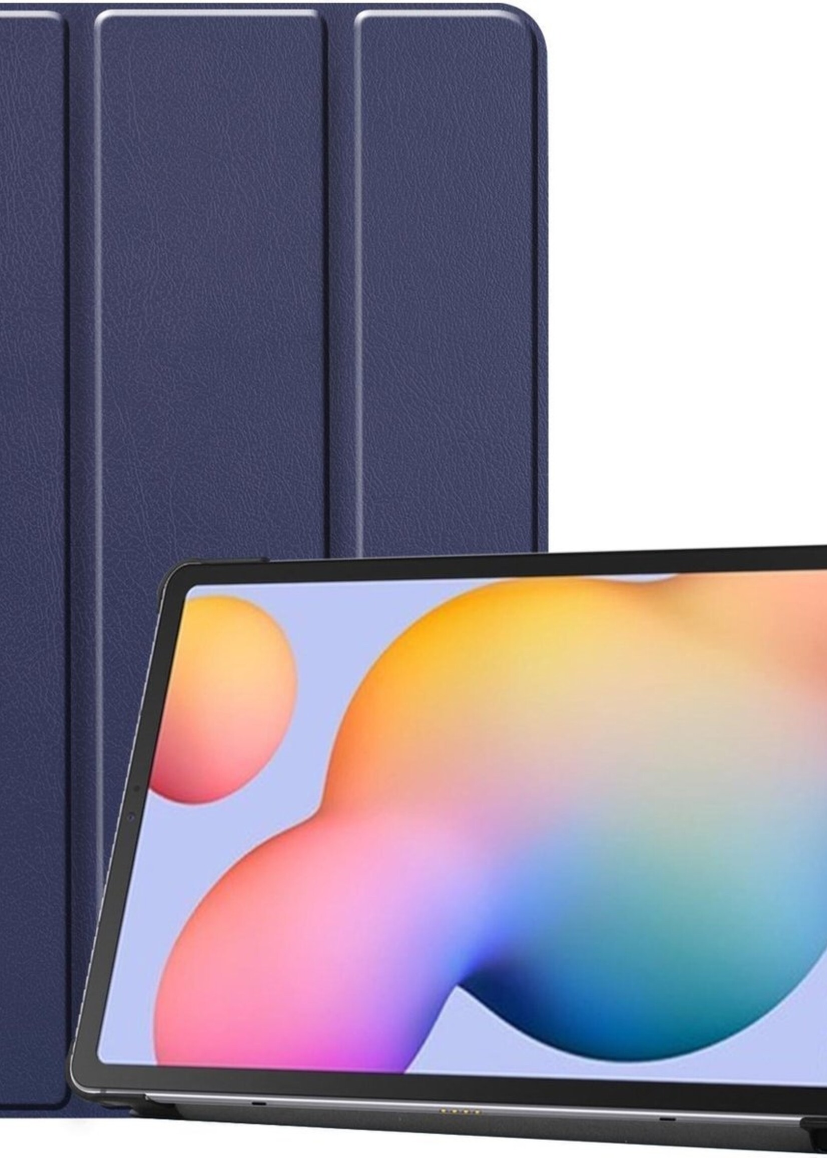 BTH Hoes Geschikt voor Samsung Galaxy Tab S6 Lite Hoes Book Case Hoesje Trifold Cover - Hoesje Geschikt voor Samsung Tab S6 Lite Hoesje Bookcase - Blauw