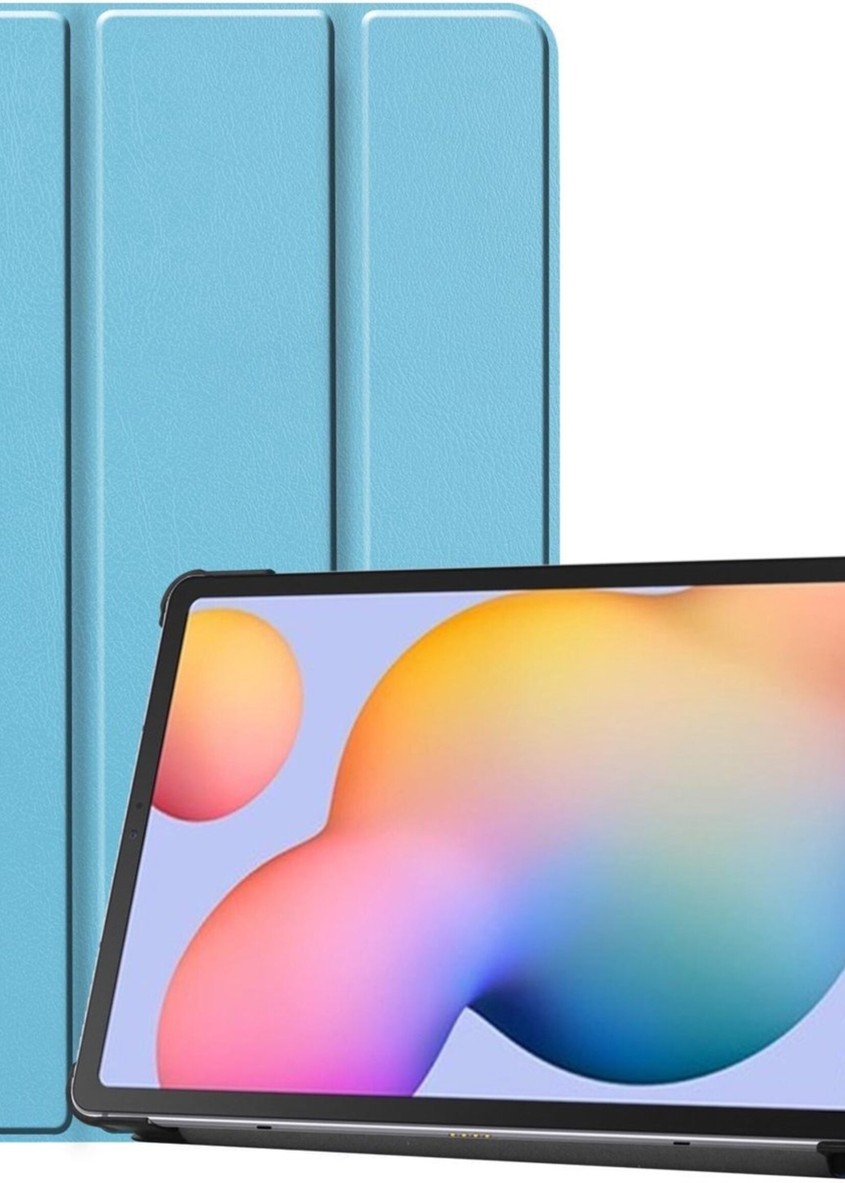 BTH Hoes Geschikt voor Samsung Galaxy Tab S6 Lite Hoes Book Case Hoesje Trifold Cover - Hoesje Geschikt voor Samsung Tab S6 Lite Hoesje Bookcase - Blauw