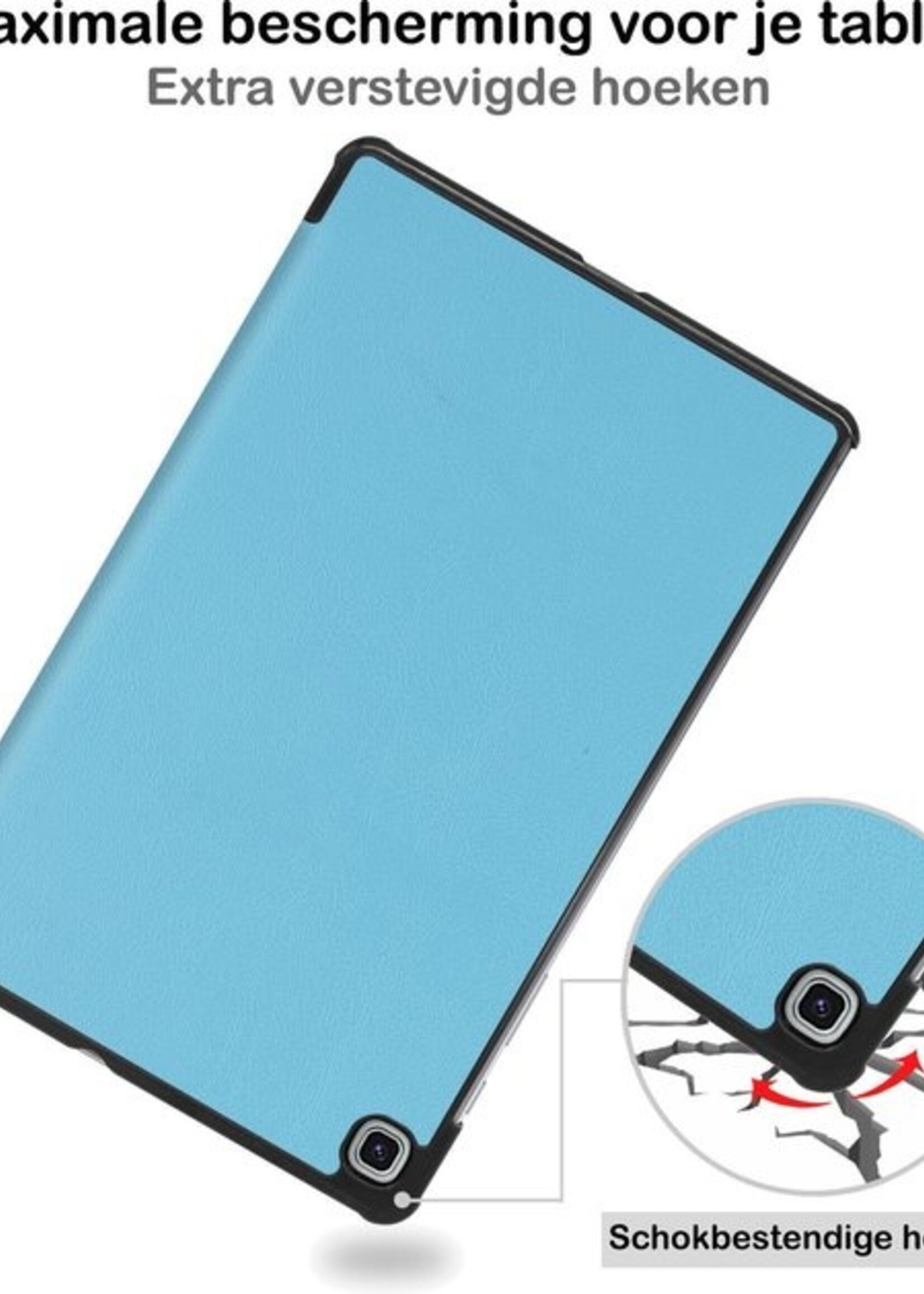 BTH Hoes Geschikt voor Samsung Galaxy Tab S6 Lite Hoes Book Case Hoesje Trifold Cover - Hoesje Geschikt voor Samsung Tab S6 Lite Hoesje Bookcase - Blauw