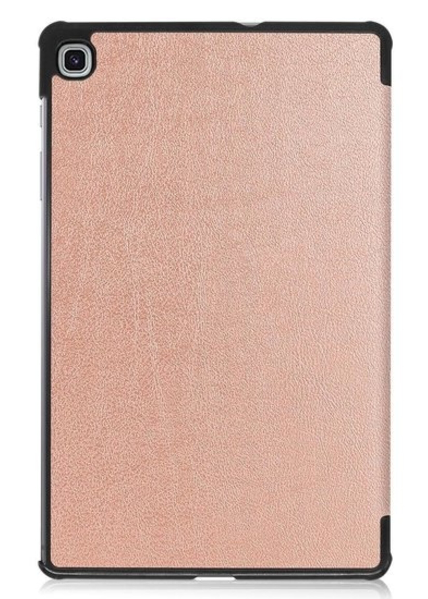BTH Hoes Geschikt voor Samsung Galaxy Tab S6 Lite Hoes Book Case Hoesje Trifold Cover - Hoesje Geschikt voor Samsung Tab S6 Lite Hoesje Bookcase - Rosé goud