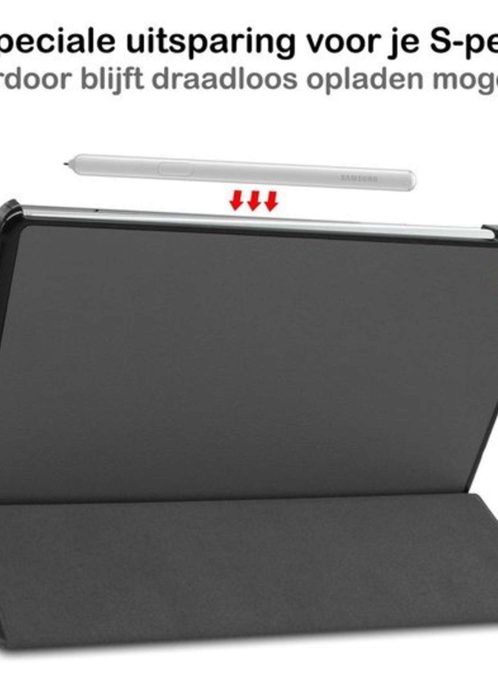 BTH Hoes Geschikt voor Samsung Galaxy Tab S6 Lite Hoes Book Case Hoesje Trifold Cover - Hoesje Geschikt voor Samsung Tab S6 Lite Hoesje Bookcase - Grijs