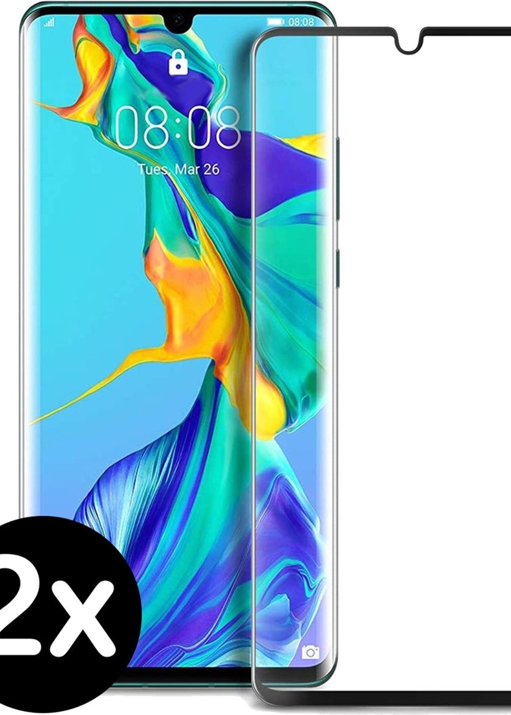 BTH Screenprotector Geschikt voor Huawei P30 Pro Screenprotector Glas Gehard Tempered Glass Full Cover - Screenprotector Geschikt voor Huawei P30 Pro Screen Protector Screen Cover - 2 PACK