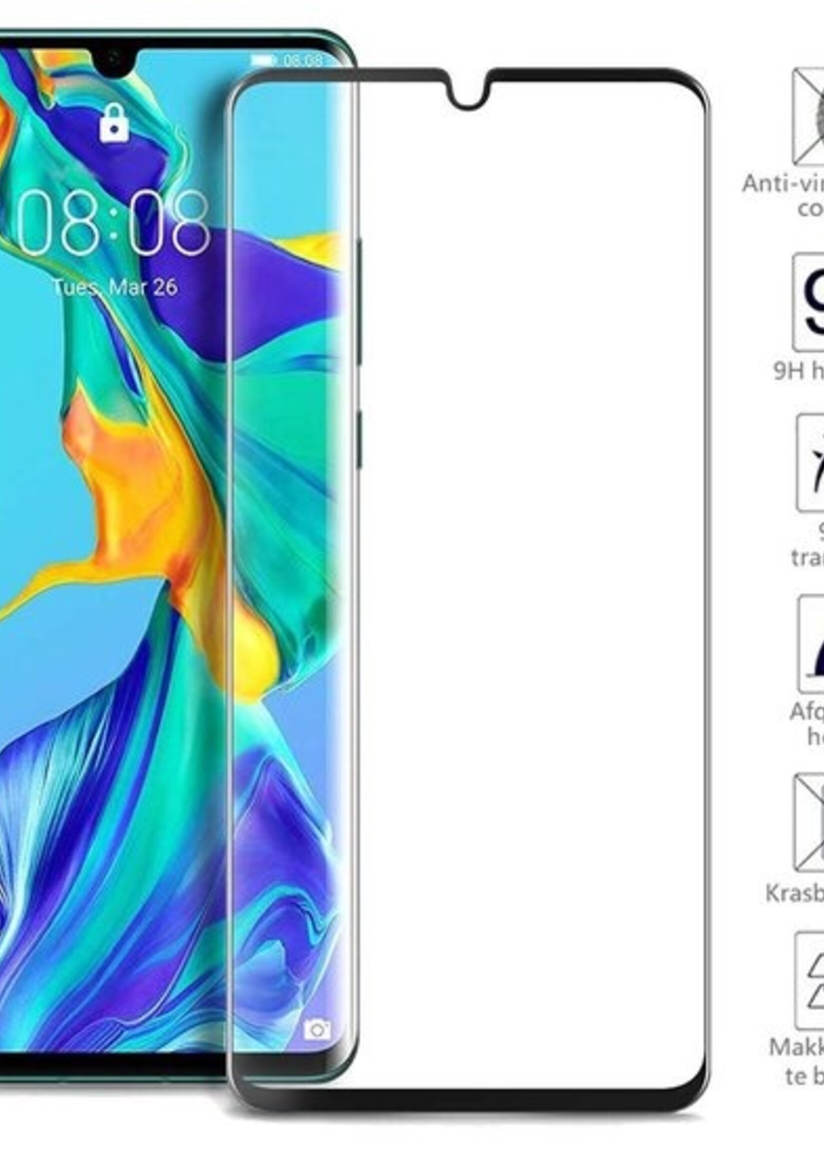 BTH Screenprotector Geschikt voor Huawei P30 Pro Screenprotector Glas Gehard Tempered Glass Full Cover - Screenprotector Geschikt voor Huawei P30 Pro Screen Protector Screen Cover