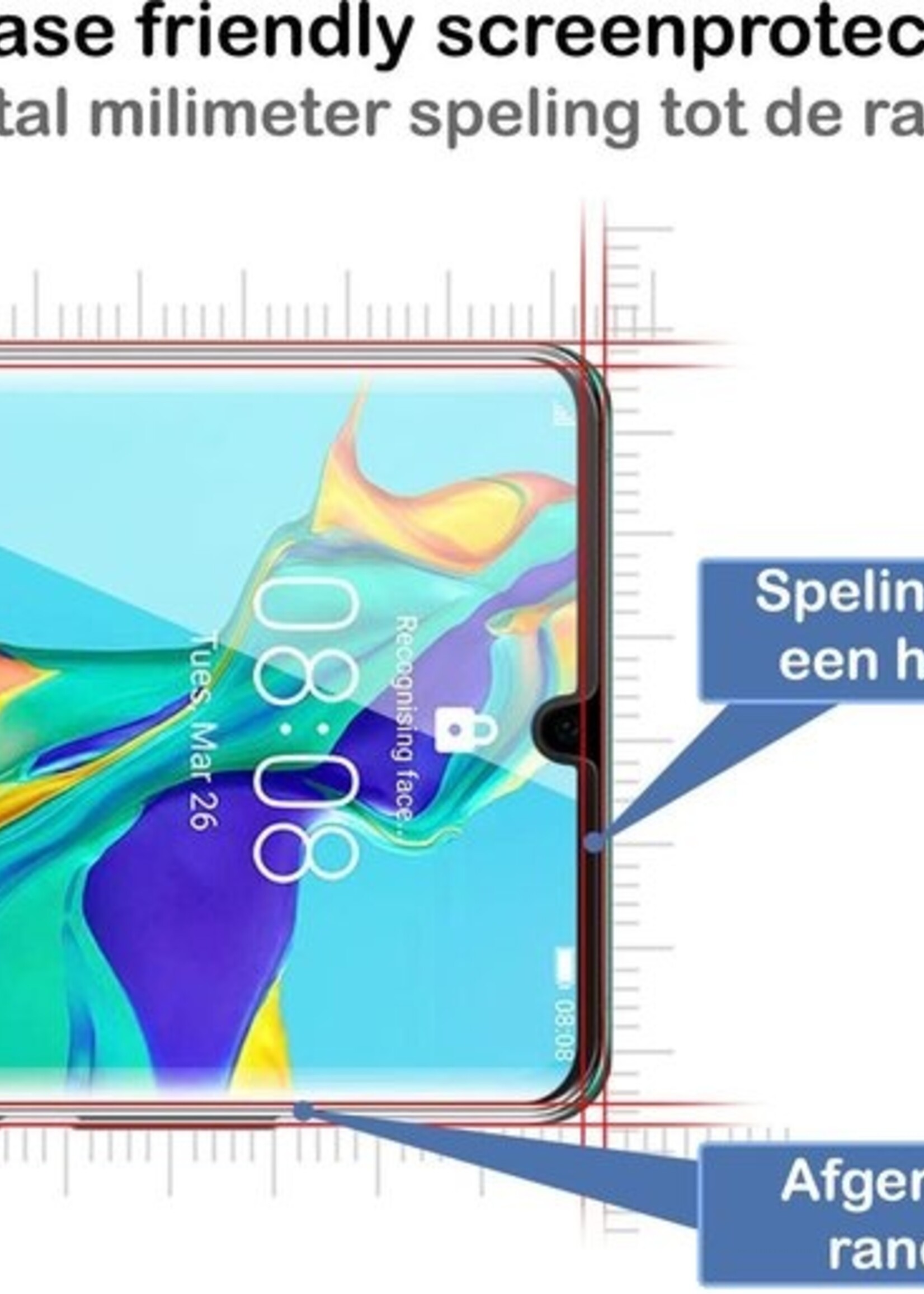 BTH Screenprotector Geschikt voor Huawei P30 Pro Screenprotector Glas Gehard Tempered Glass Full Cover - Screenprotector Geschikt voor Huawei P30 Pro Screen Protector Screen Cover