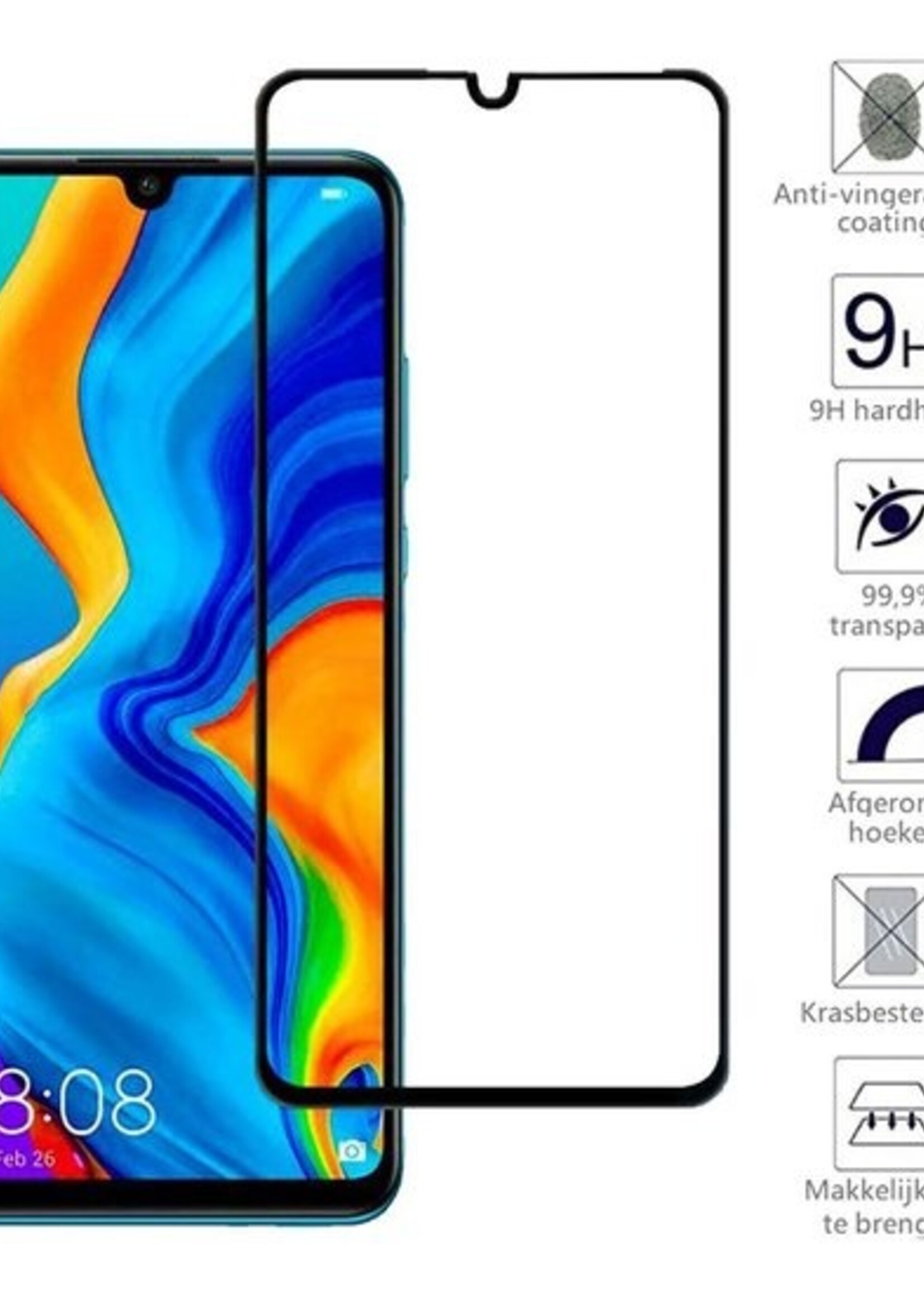 BTH Screenprotector Geschikt voor Huawei P30 Lite Screenprotector Glas Gehard Tempered Glass Full Cover - Screenprotector Geschikt voor Huawei P30 Lite Screen Protector Screen Cover