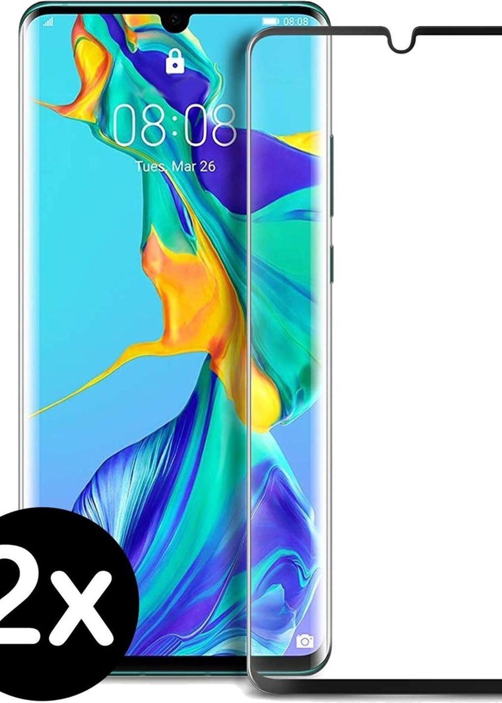 BTH Screenprotector Geschikt voor Huawei P30 Pro Screenprotector Glas Gehard Tempered Glass Full Cover - Screenprotector Geschikt voor Huawei P30 Pro Screen Protector Screen Cover - 2 PACK