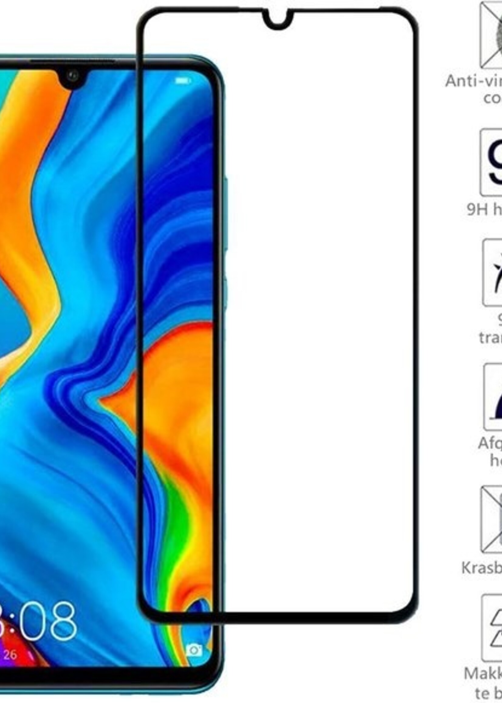 BTH Hoesje Geschikt voor Huawei P30 Lite Hoesje Siliconen Case Hoes Met Screenprotector - Hoes Geschikt voor Huawei P30 Lite Hoes Cover Case - Transparant