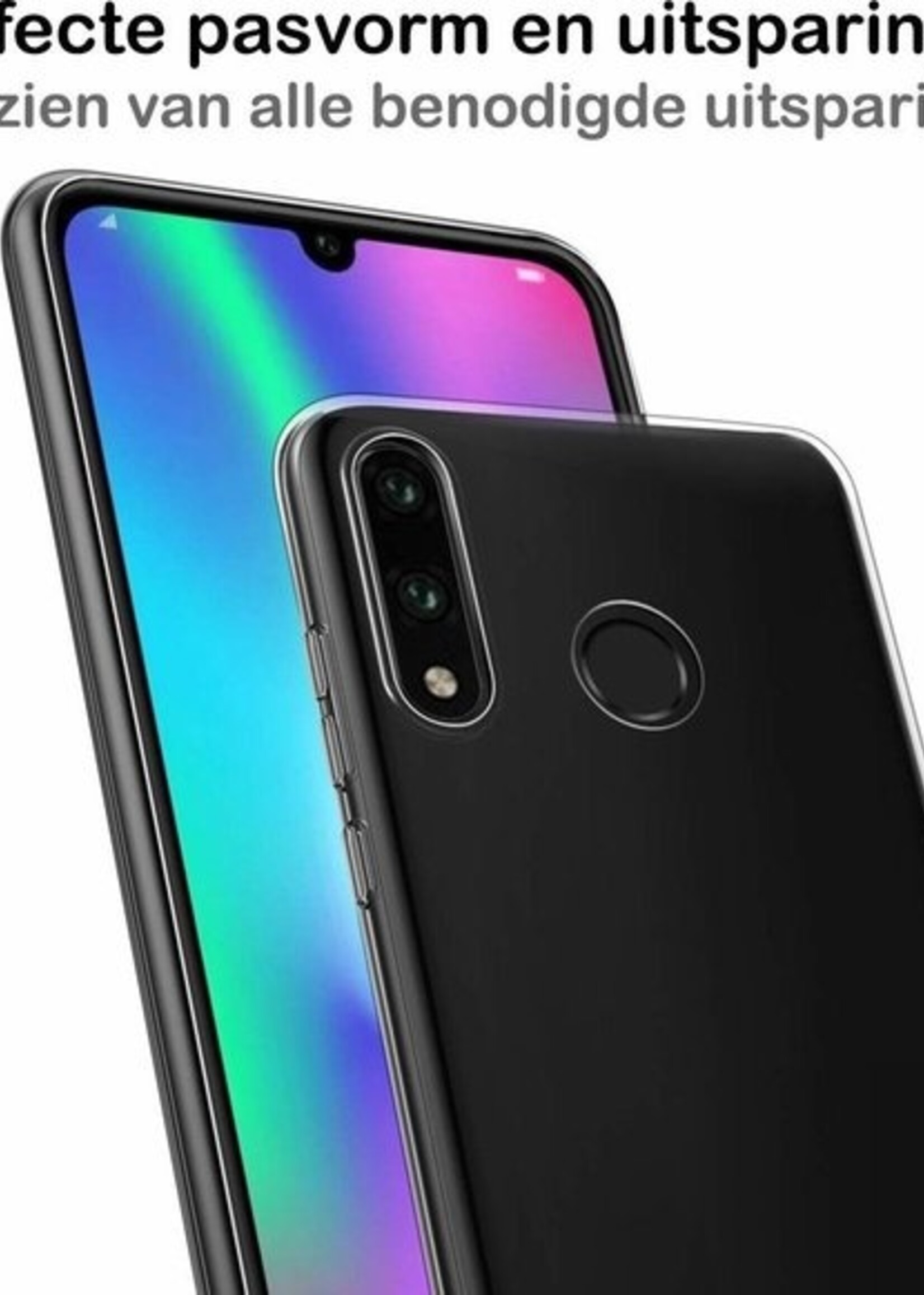 BTH Hoesje Geschikt voor Huawei P30 Lite Hoesje Siliconen Case Hoes Met Screenprotector - Hoes Geschikt voor Huawei P30 Lite Hoes Cover Case - Transparant