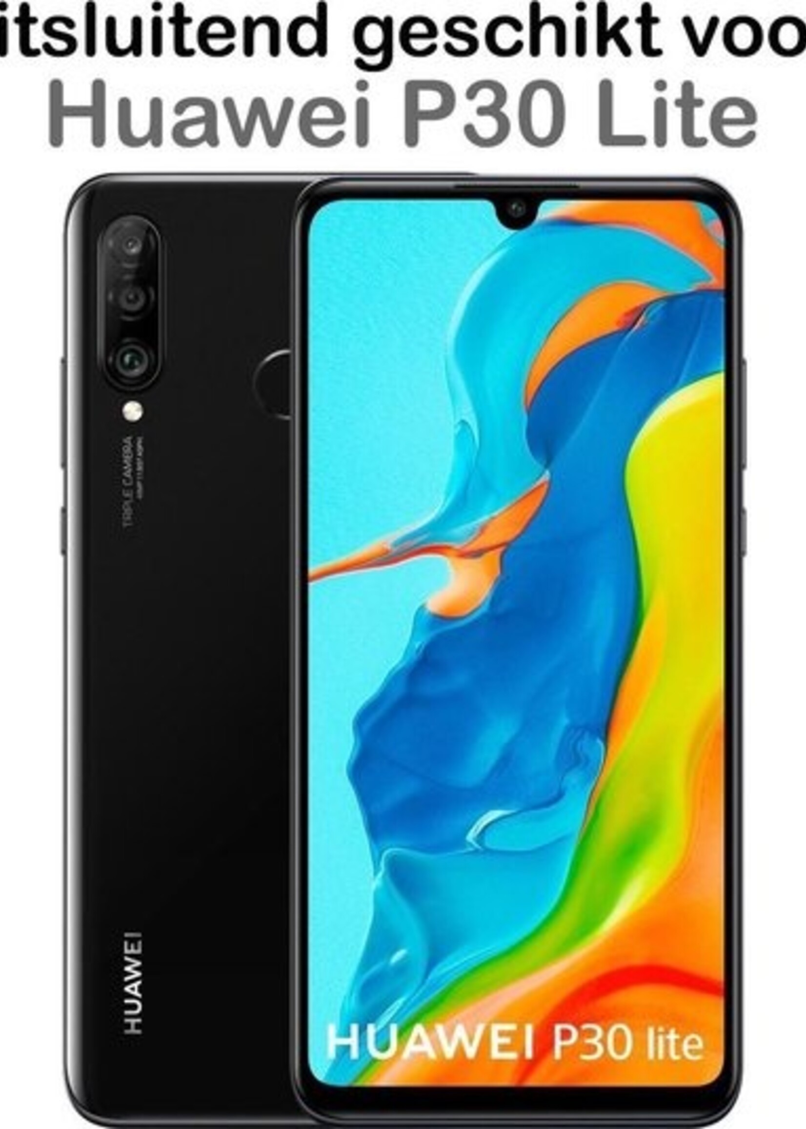 BTH Hoesje Geschikt voor Huawei P30 Lite Hoesje Siliconen Case Hoes Met Screenprotector - Hoes Geschikt voor Huawei P30 Lite Hoes Cover Case - Transparant