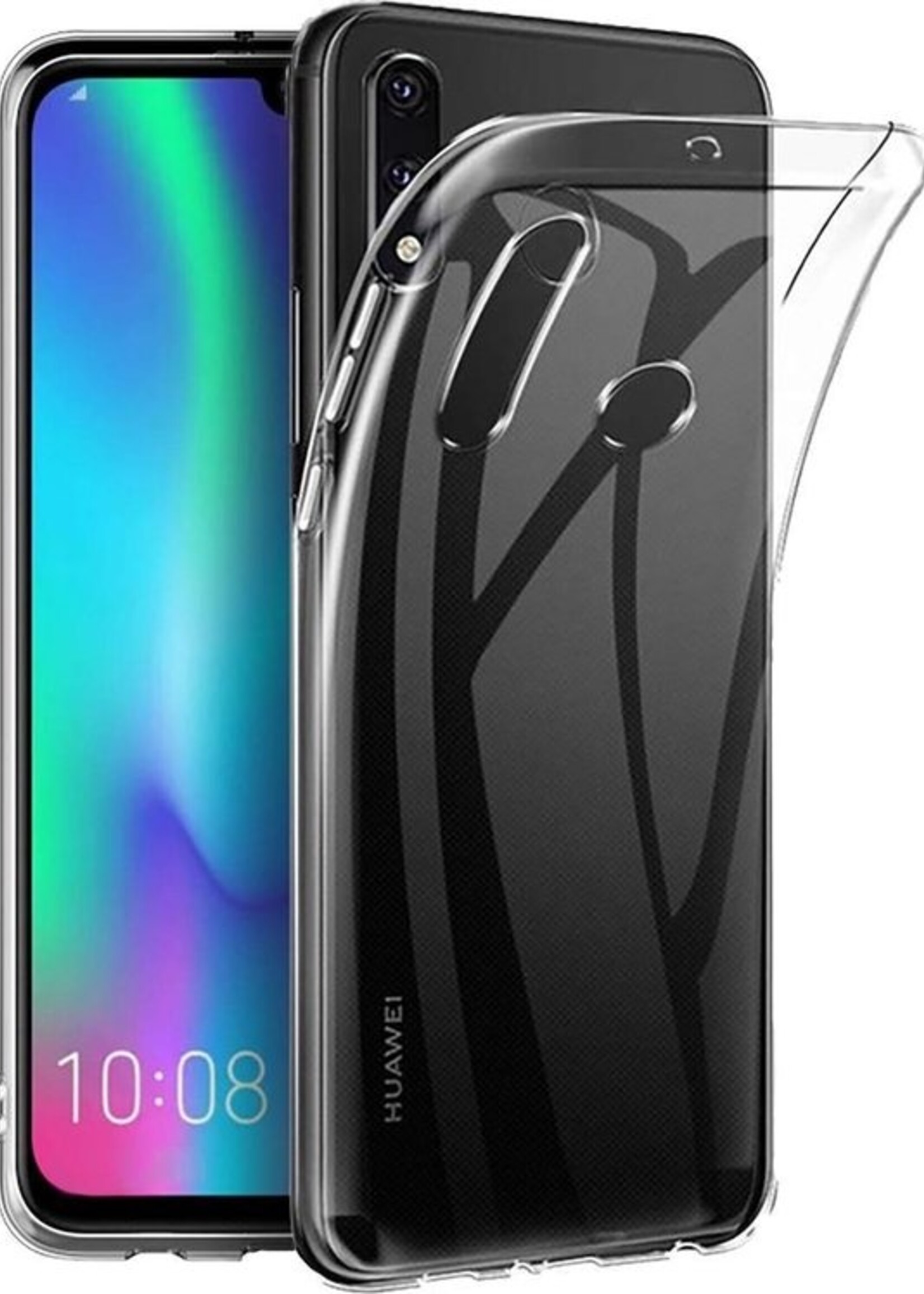 BTH Hoesje Geschikt voor Huawei P30 Lite Hoesje Siliconen Case Hoes Met 2x Screenprotector - Hoes Geschikt voor Huawei P30 Lite Hoes Cover Case - Transparant