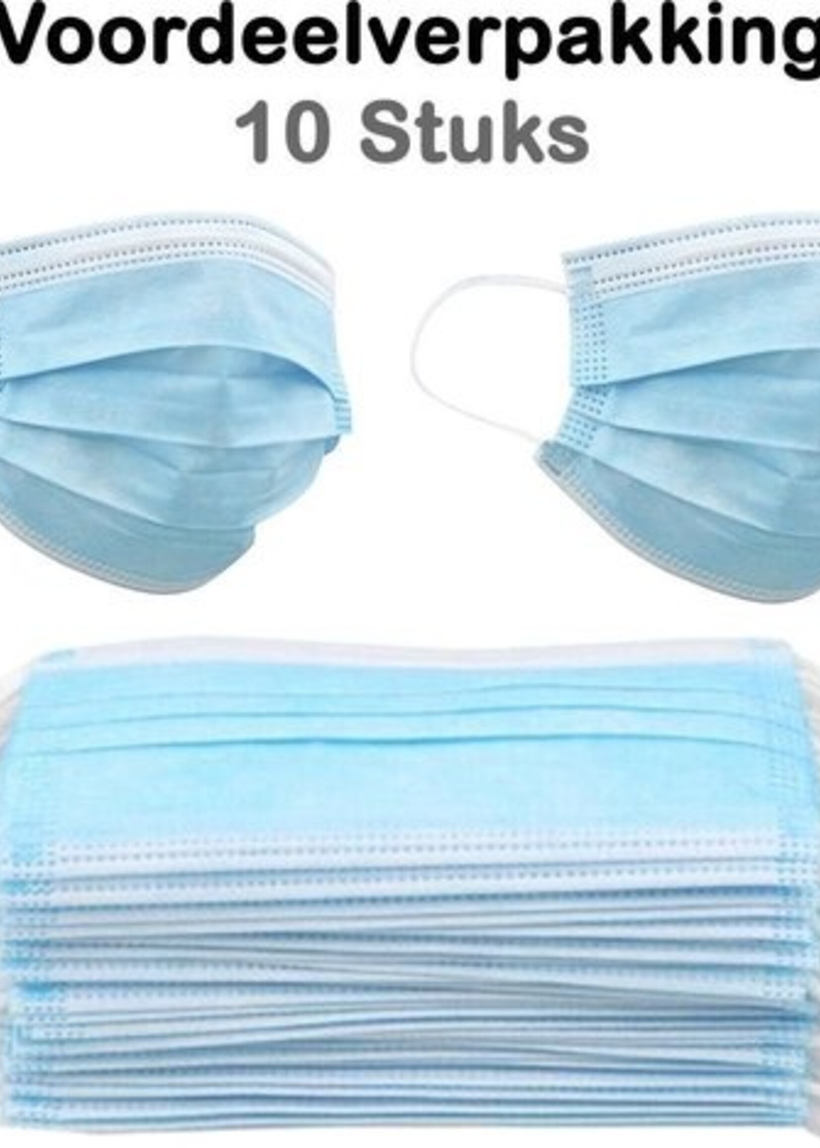 BTH Mondkapje Wegwerp Mondkapjes Mondmasker - Niet Medisch - Blauw - 10x