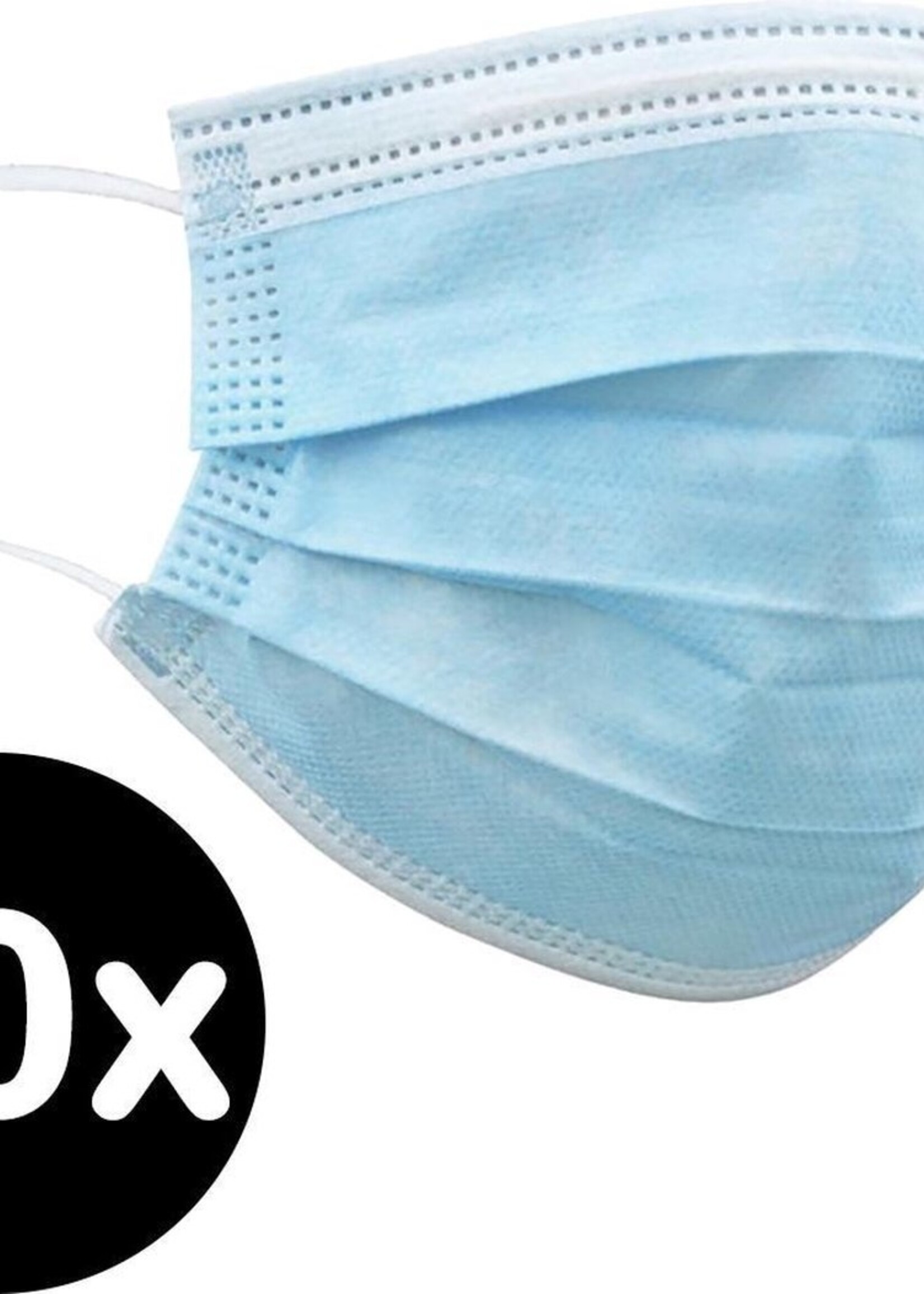 BTH Mondkapje Wegwerp Mondkapjes Mondmasker - Niet Medisch - Blauw - 50x