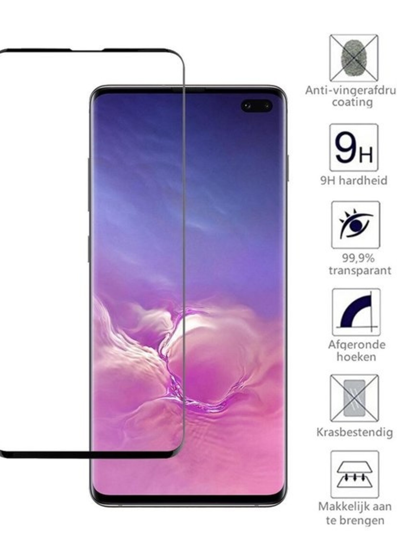 BTH Screenprotector Geschikt voor Samsung S10 Plus Screenprotector Glas Gehard Tempered Glass Full Cover - Screenprotector Geschikt voor Samsung Galaxy S10 Plus Screen Protector Screen Cover - 2 PACK