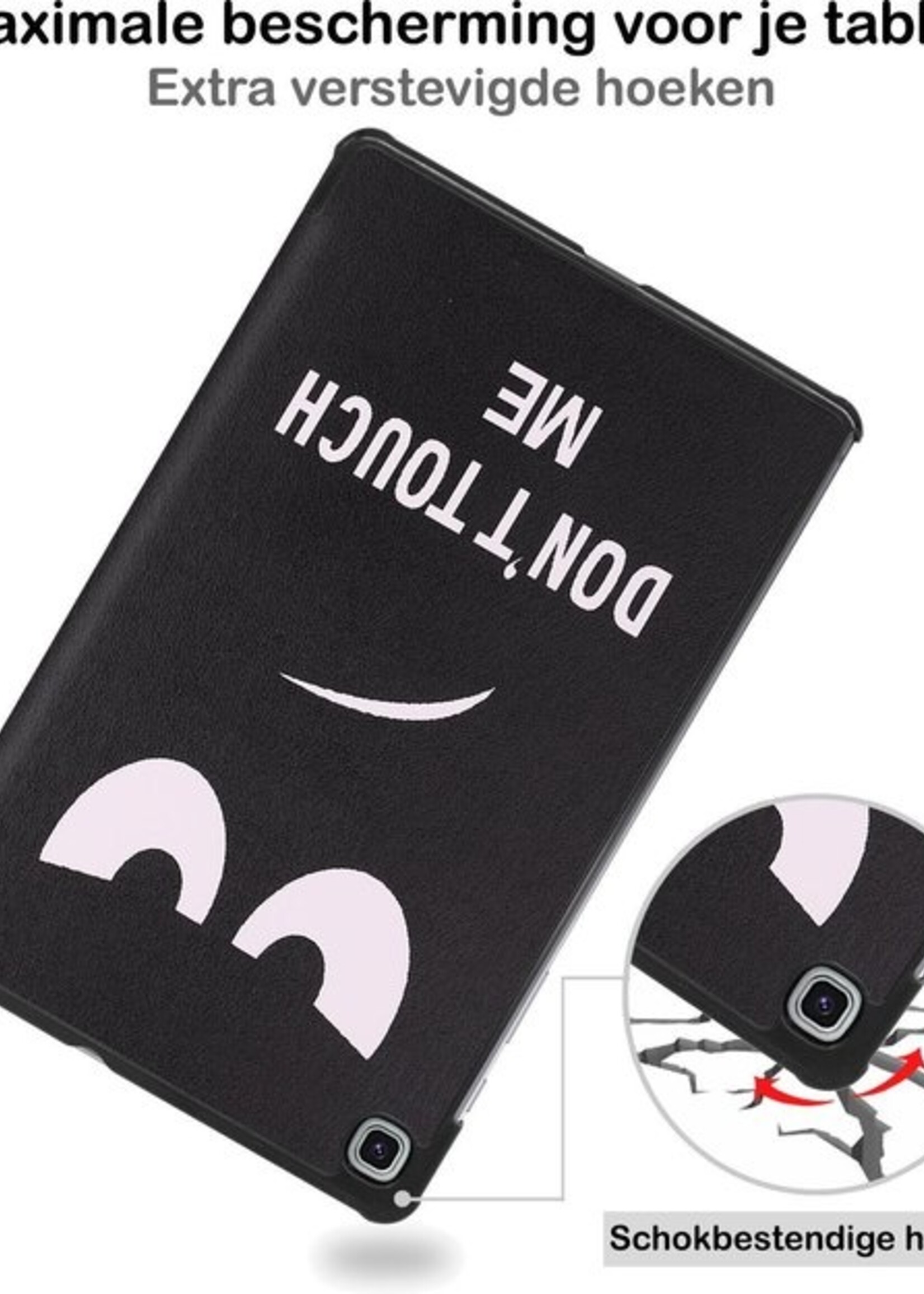 BTH Hoes Geschikt voor Samsung Galaxy Tab S6 Lite Hoes Book Case Hoesje Trifold Cover - Hoesje Geschikt voor Samsung Tab S6 Lite Hoesje Bookcase - Don't Touch Me