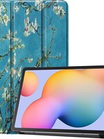 BTH BTH Samsung Galaxy Tab S6 Lite Hoesje - Witte bloesem