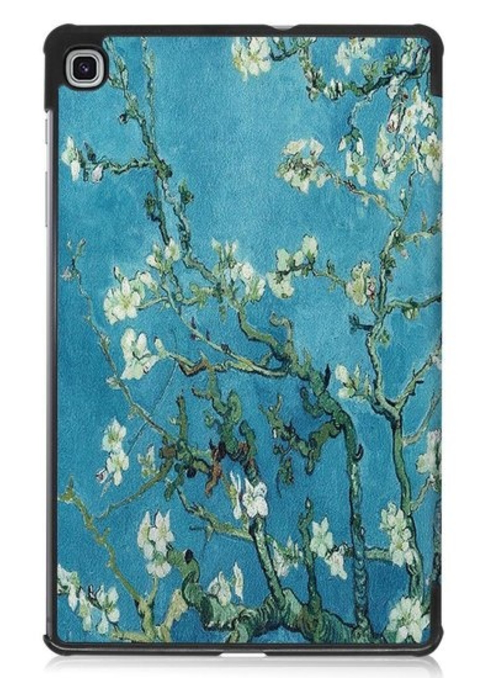 BTH Hoes Geschikt voor Samsung Galaxy Tab S6 Lite Hoes Book Case Hoesje Trifold Cover - Hoesje Geschikt voor Samsung Tab S6 Lite Hoesje Bookcase - Bloesem