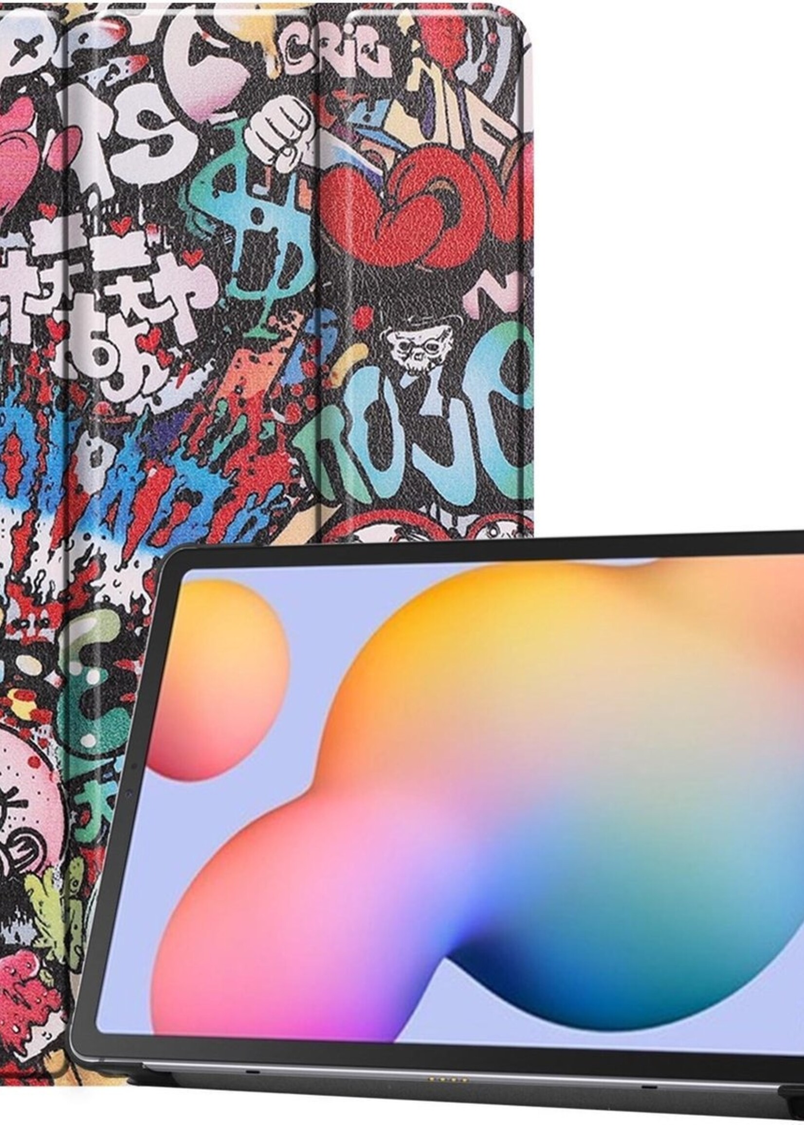BTH Hoes Geschikt voor Samsung Galaxy Tab S6 Lite Hoes Book Case Hoesje Trifold Cover - Hoesje Geschikt voor Samsung Tab S6 Lite Hoesje Bookcase - Graffity