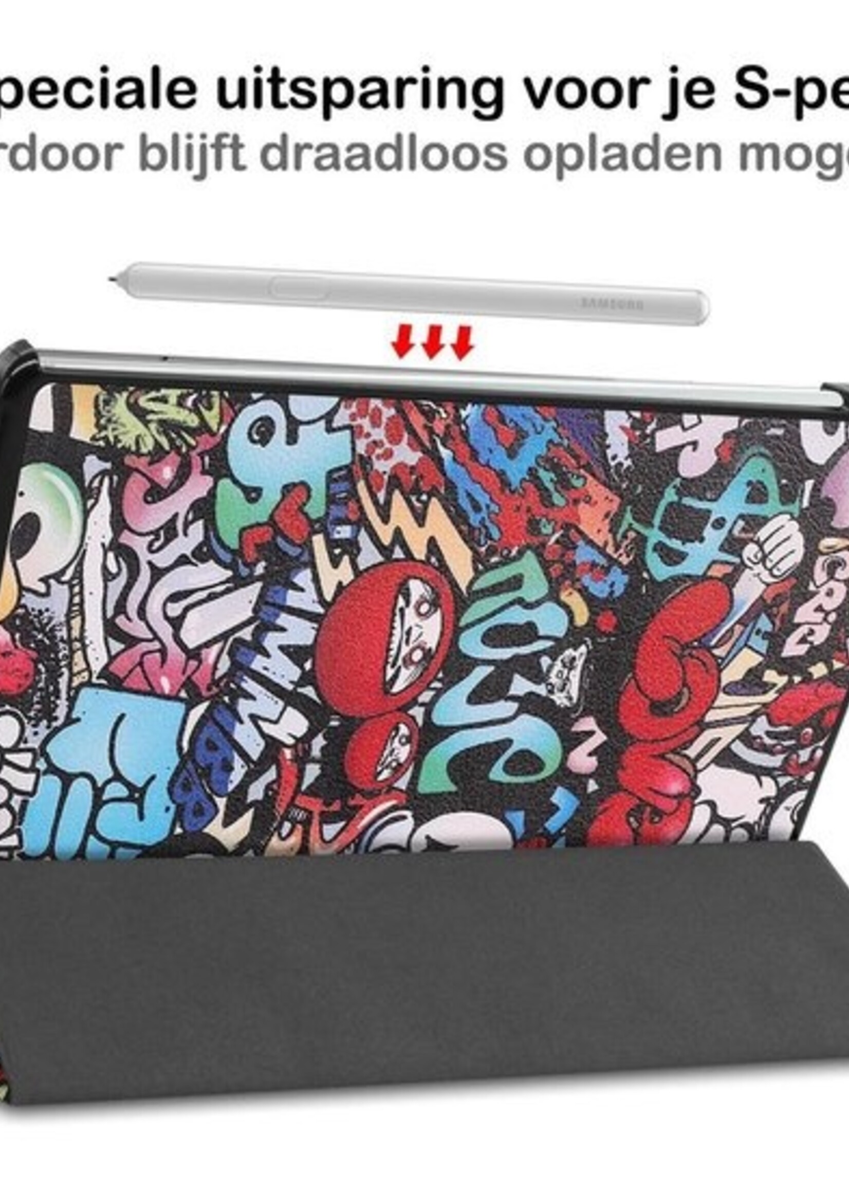 BTH Hoes Geschikt voor Samsung Galaxy Tab S6 Lite Hoes Book Case Hoesje Trifold Cover - Hoesje Geschikt voor Samsung Tab S6 Lite Hoesje Bookcase - Graffity