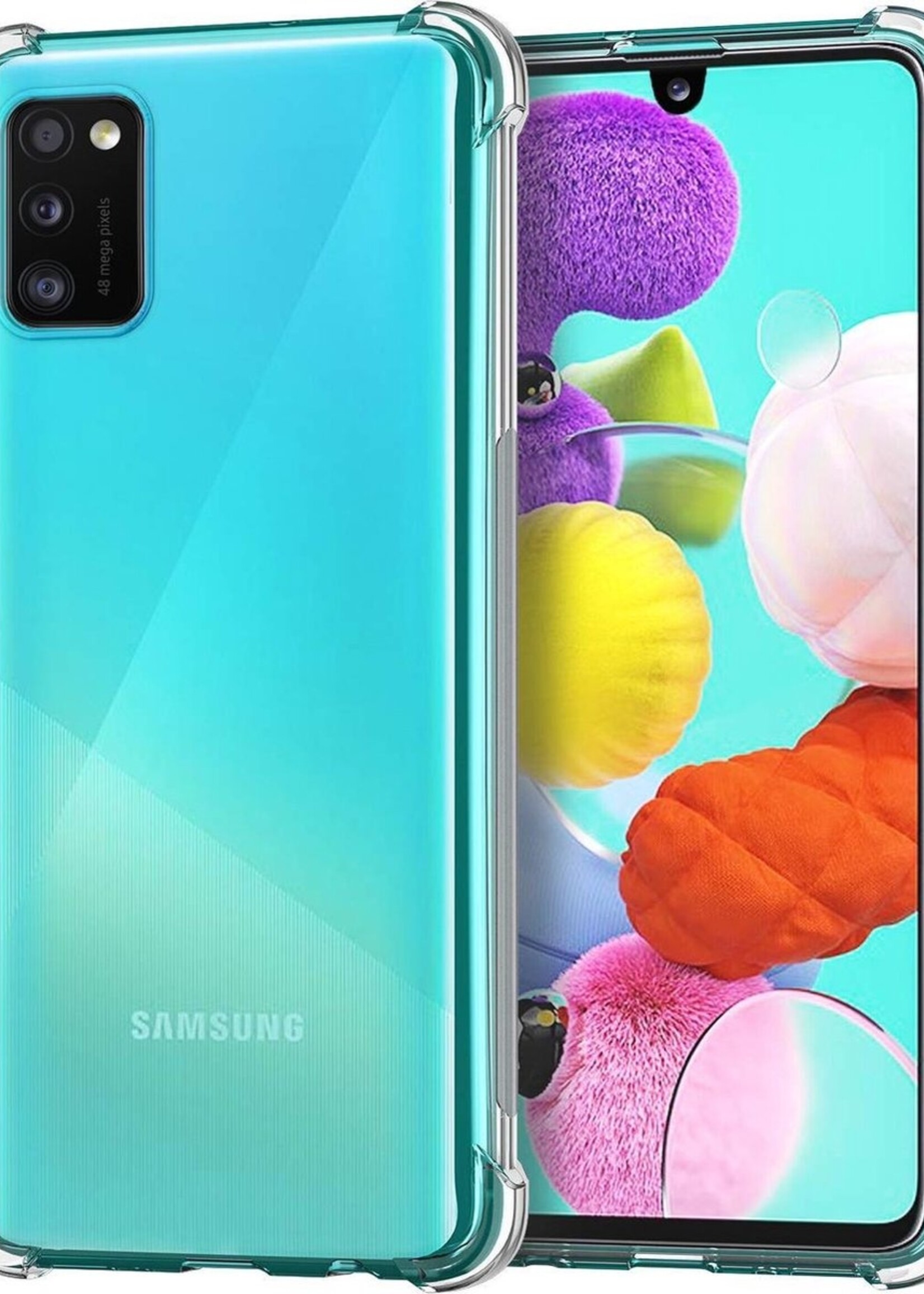 BTH Hoesje Geschikt voor Samsung A41 Hoesje Siliconen Shock Proof Case Hoes - Hoes Geschikt voor Samsung Galaxy A41 Hoes Cover Case Shockproof - Transparant
