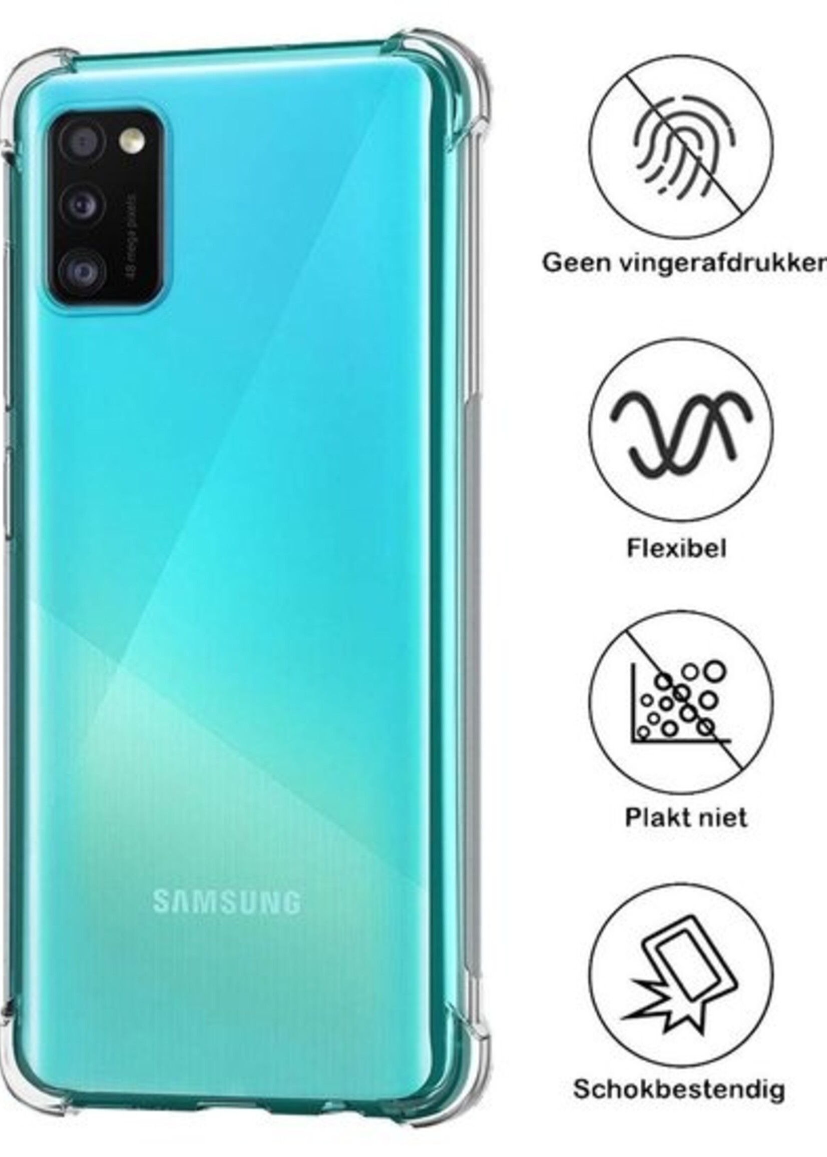 BTH Hoesje Geschikt voor Samsung A41 Hoesje Siliconen Shock Proof Case Hoes - Hoes Geschikt voor Samsung Galaxy A41 Hoes Cover Case Shockproof - Transparant