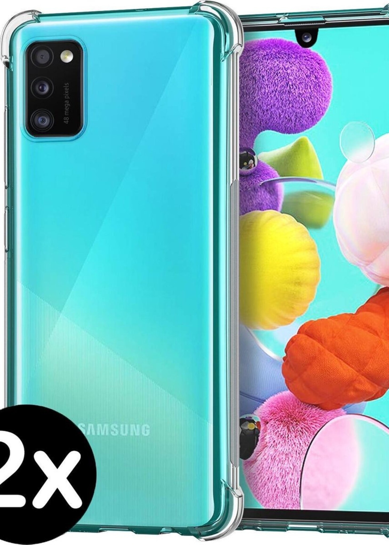 BTH Hoesje Geschikt voor Samsung A41 Hoesje Siliconen Shock Proof Case Hoes - Hoes Geschikt voor Samsung Galaxy A41 Hoes Cover Case Shockproof - Transparant - 2 PACK