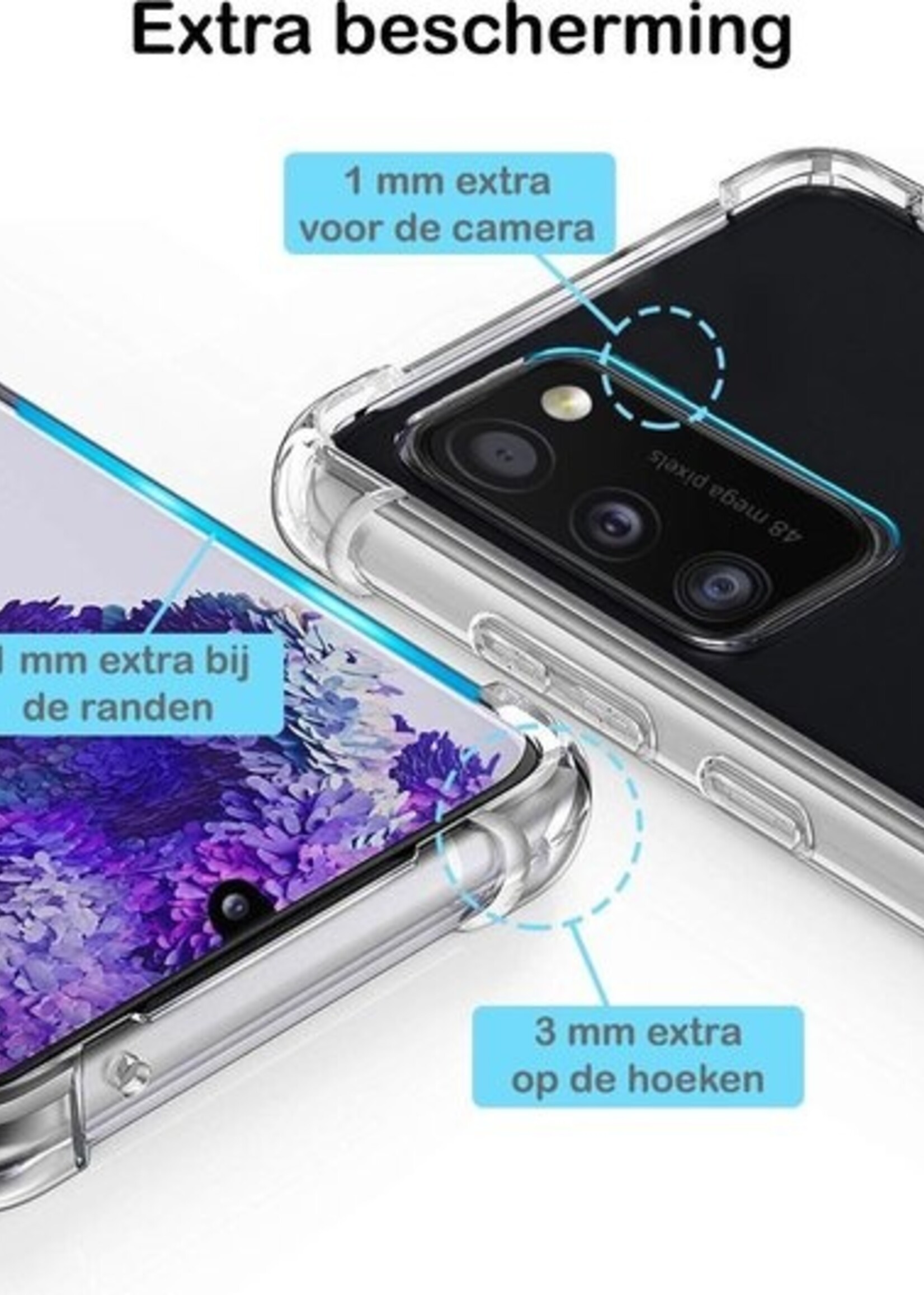 BTH Hoesje Geschikt voor Samsung A41 Hoesje Siliconen Shock Proof Case Hoes Met Screenprotector - Hoes Geschikt voor Samsung Galaxy A41 Hoes Cover Case Shockproof - Transparant