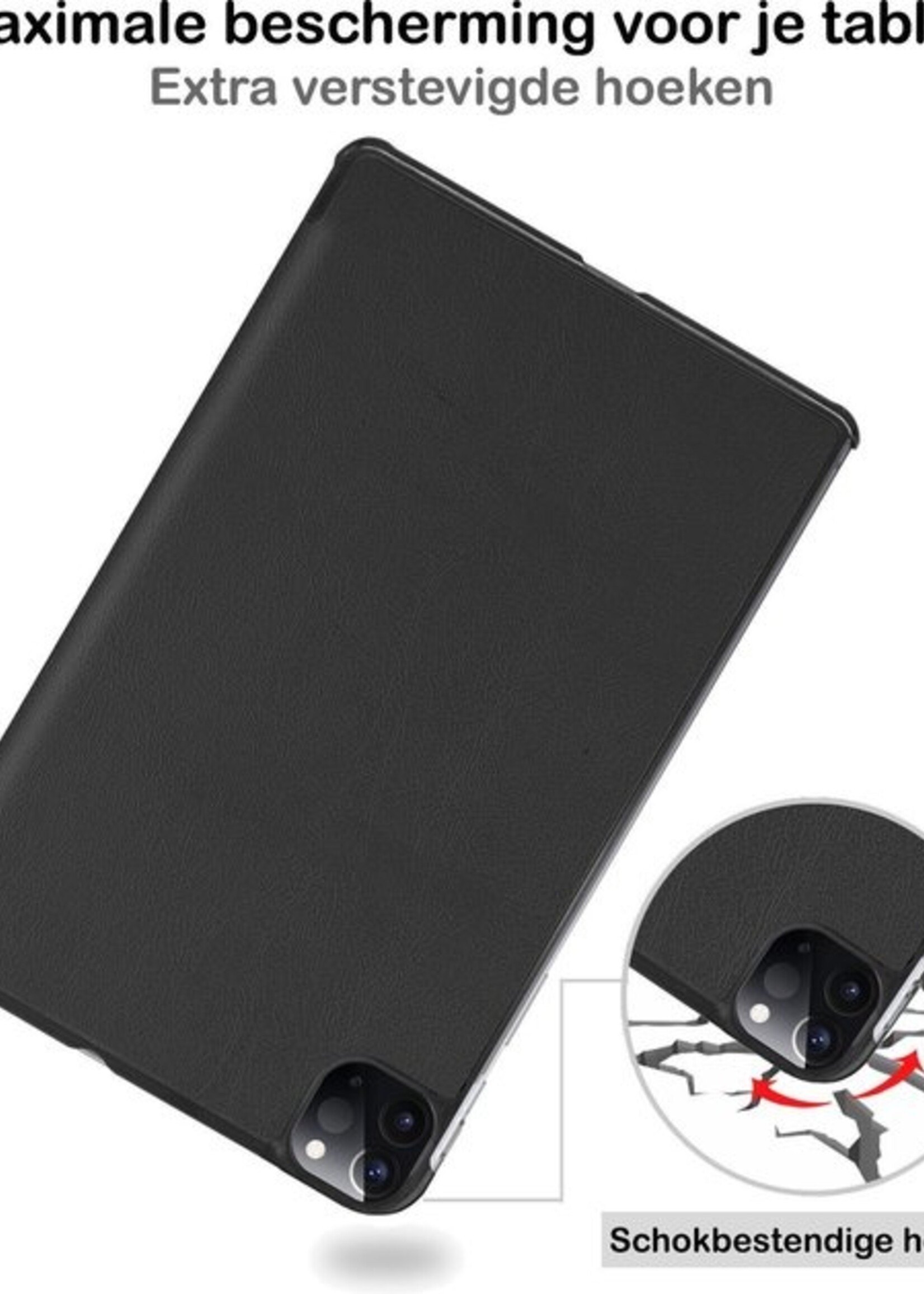 BTH Hoes Geschikt voor iPad Pro 2020 (11 inch) Hoes Book Case Hoesje Trifold Cover - Hoesje Geschikt voor iPad Pro 11 inch (2020) Hoesje Bookcase - Zwart