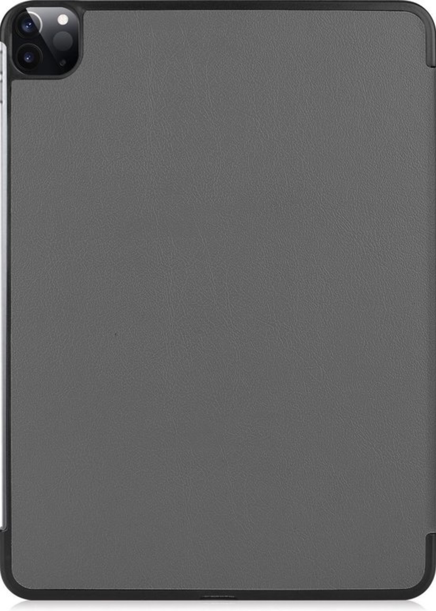 BTH Hoes Geschikt voor iPad Pro 2020 (11 inch) Hoes Book Case Hoesje Trifold Cover - Hoesje Geschikt voor iPad Pro 11 inch (2020) Hoesje Bookcase - Grijs