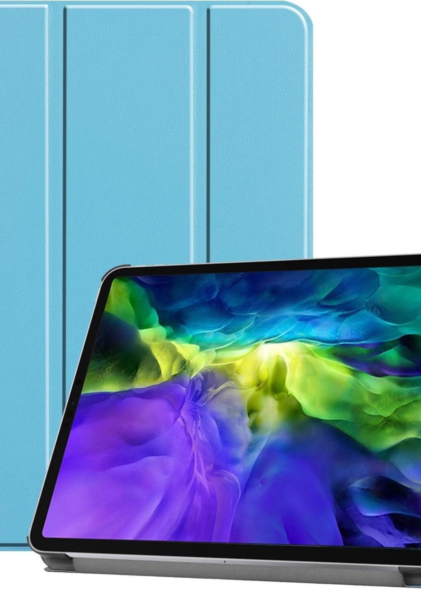 BTH Hoes Geschikt voor iPad Pro 2020 (11 inch) Hoes Book Case Hoesje Trifold Cover - Hoesje Geschikt voor iPad Pro 11 inch (2020) Hoesje Bookcase - Blauw