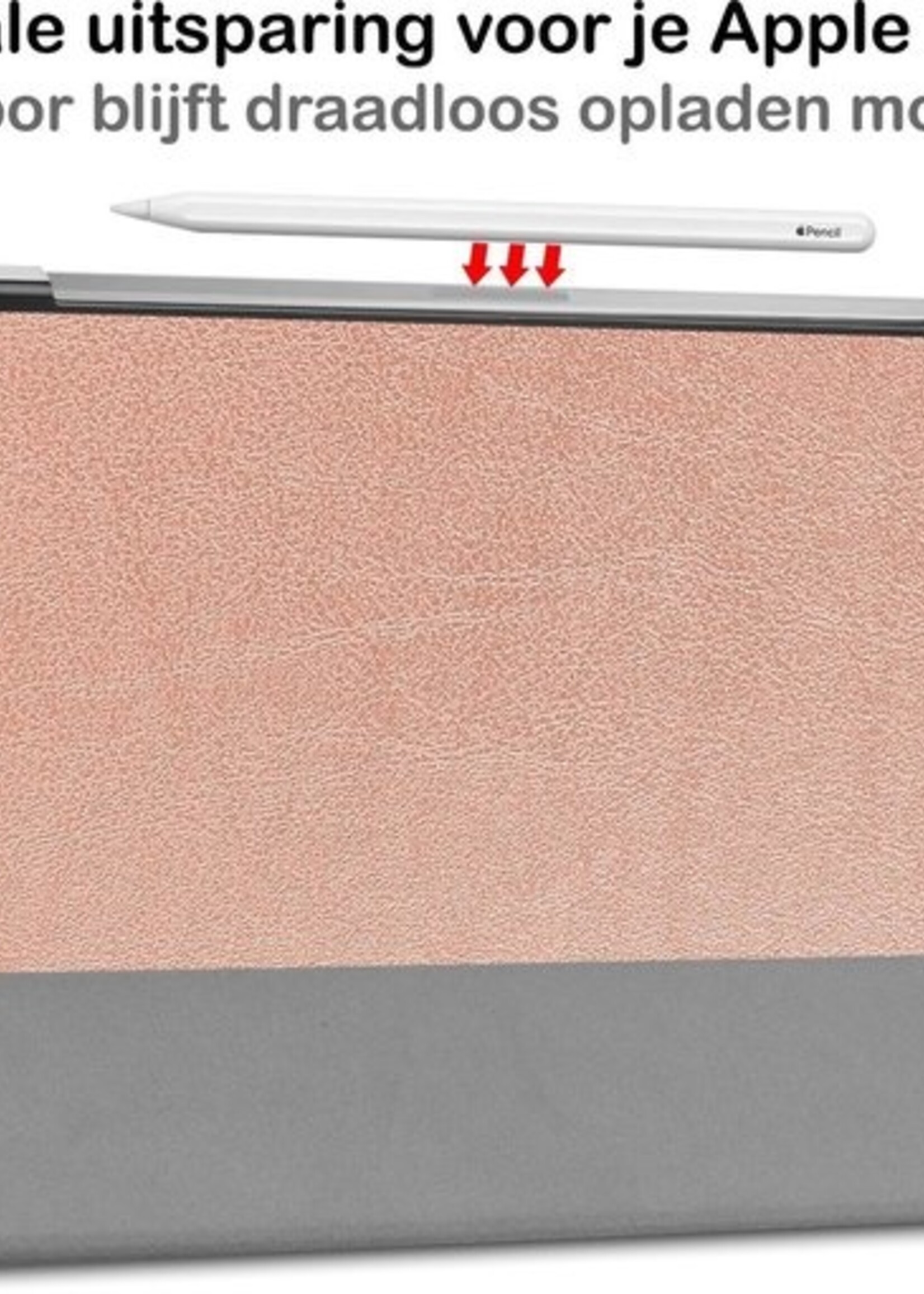 BTH Hoes Geschikt voor iPad Pro 2020 (11 inch) Hoes Book Case Hoesje Trifold Cover - Hoesje Geschikt voor iPad Pro 11 inch (2020) Hoesje Bookcase - Rosé goud