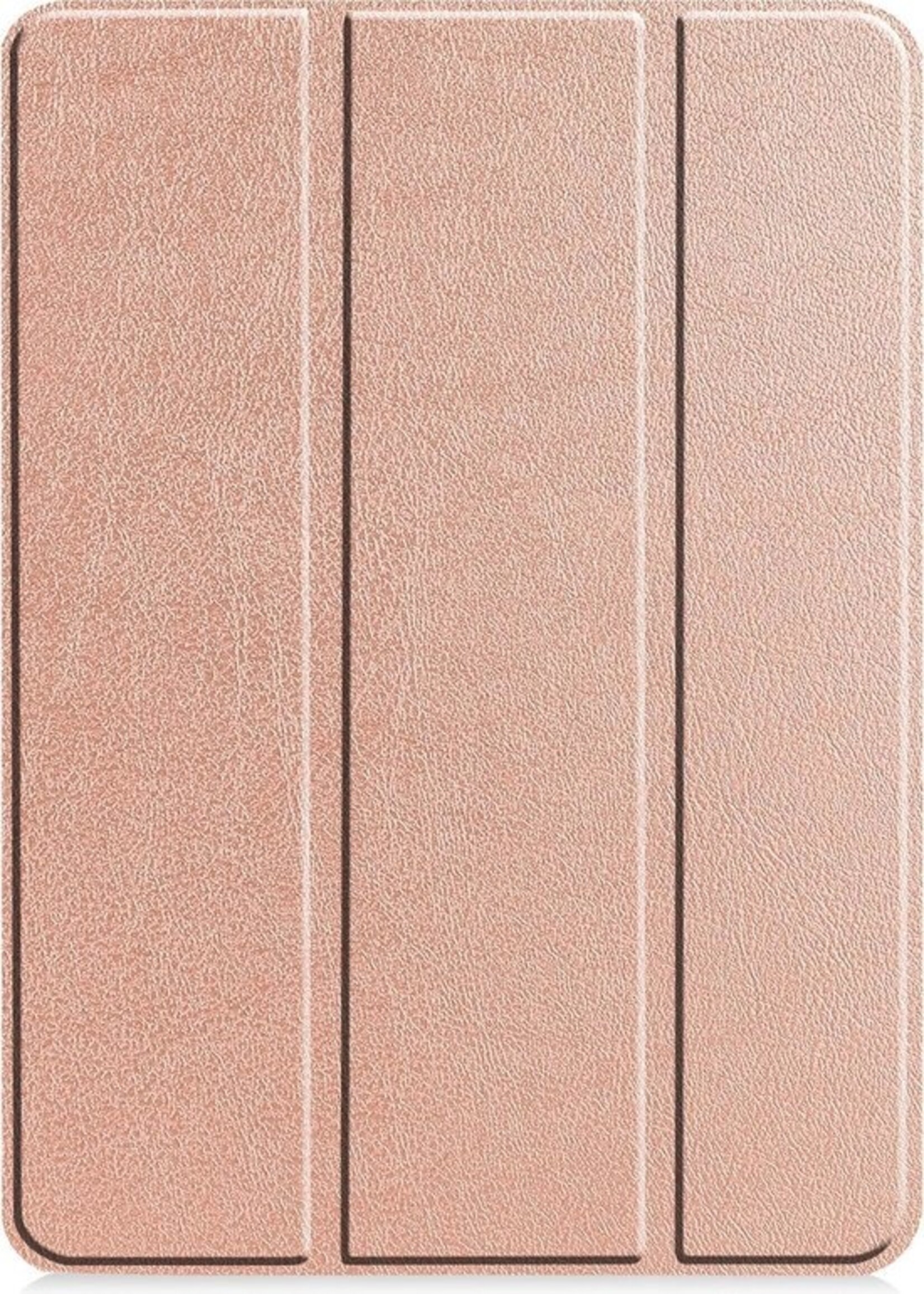 BTH Hoes Geschikt voor iPad Pro 2020 (11 inch) Hoes Book Case Hoesje Trifold Cover - Hoesje Geschikt voor iPad Pro 11 inch (2020) Hoesje Bookcase - Rosé goud
