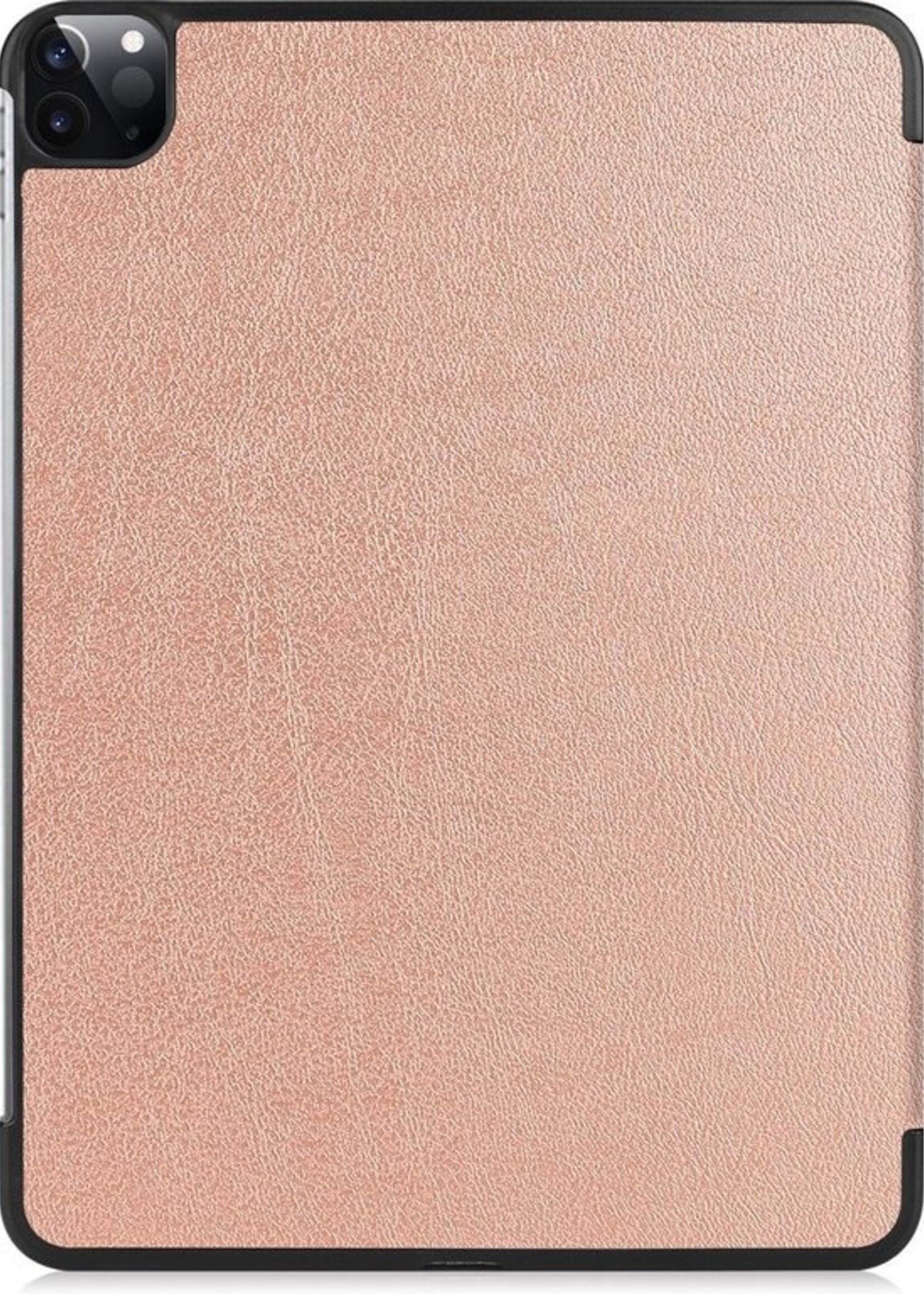 BTH Hoes Geschikt voor iPad Pro 2020 (11 inch) Hoes Book Case Hoesje Trifold Cover - Hoesje Geschikt voor iPad Pro 11 inch (2020) Hoesje Bookcase - Rosé goud
