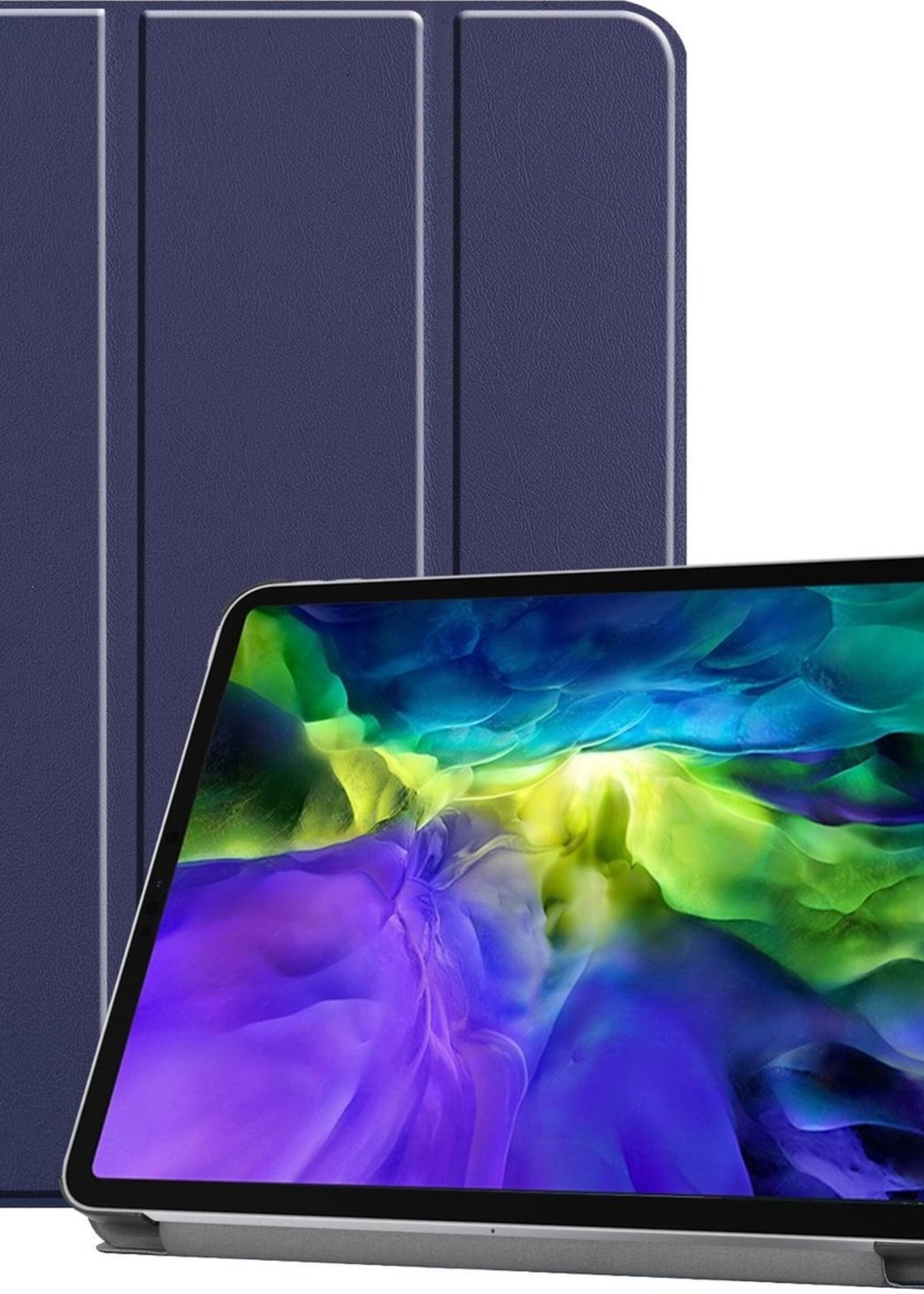 BTH Hoes Geschikt voor iPad Pro 2020 (11 inch) Hoes Book Case Hoesje Trifold Cover - Hoesje Geschikt voor iPad Pro 11 inch (2020) Hoesje Bookcase - Blauw