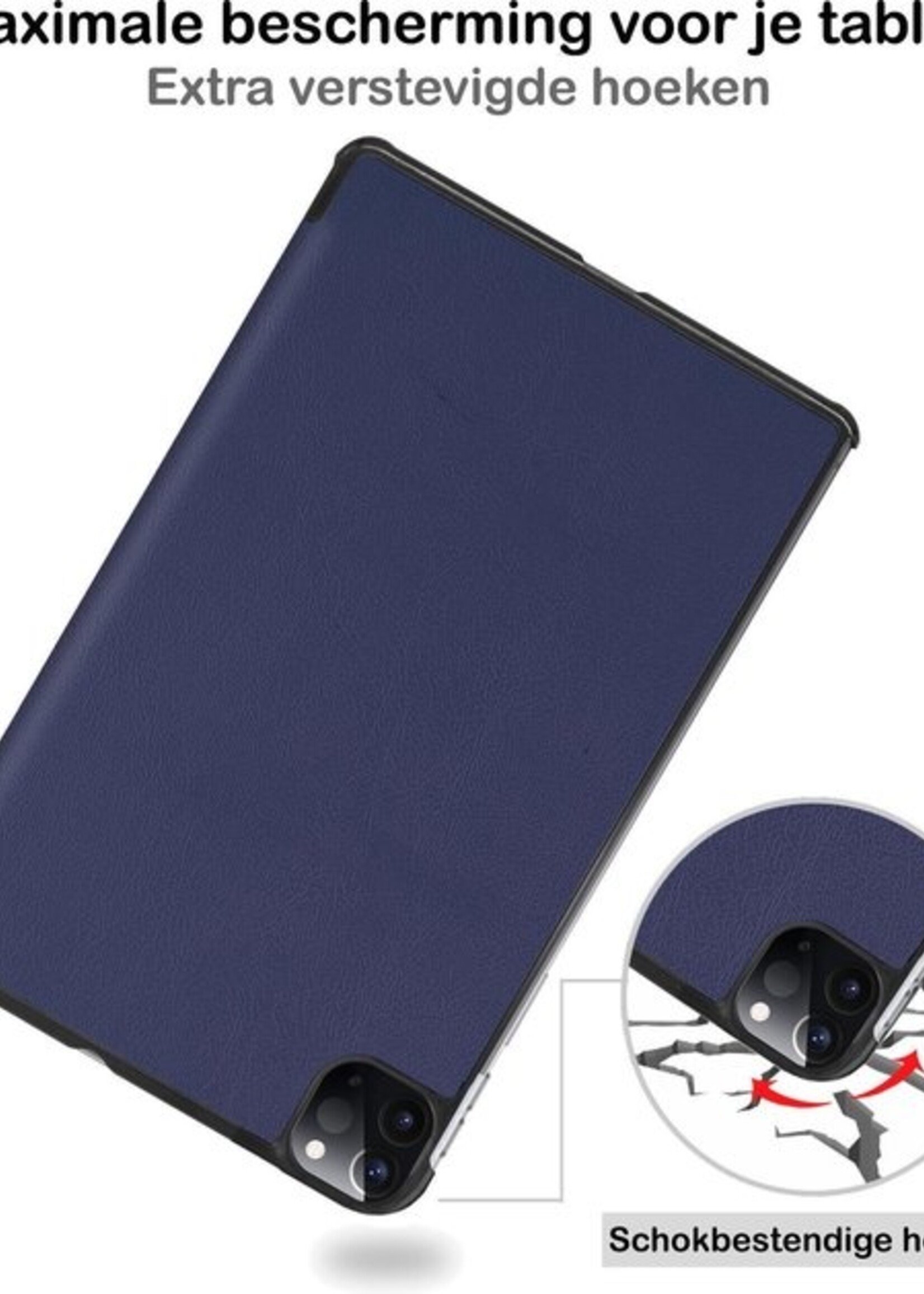 BTH Hoes Geschikt voor iPad Pro 2020 (11 inch) Hoes Book Case Hoesje Trifold Cover - Hoesje Geschikt voor iPad Pro 11 inch (2020) Hoesje Bookcase - Blauw