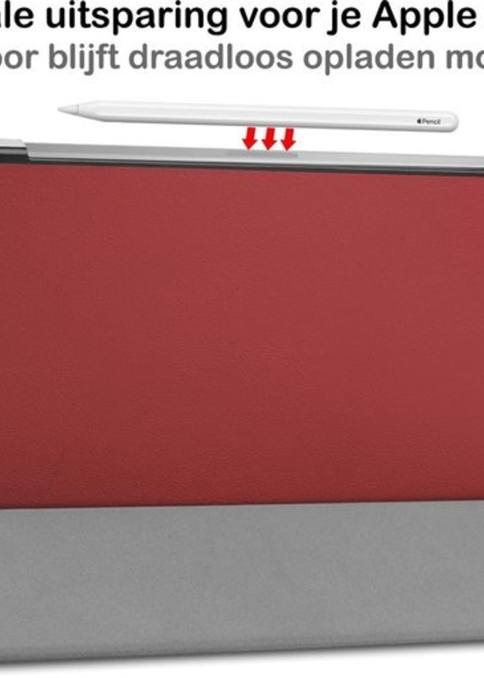 BTH Hoes Geschikt voor iPad Pro 2020 (11 inch) Hoes Book Case Hoesje Trifold Cover - Hoesje Geschikt voor iPad Pro 11 inch (2020) Hoesje Bookcase - Rood