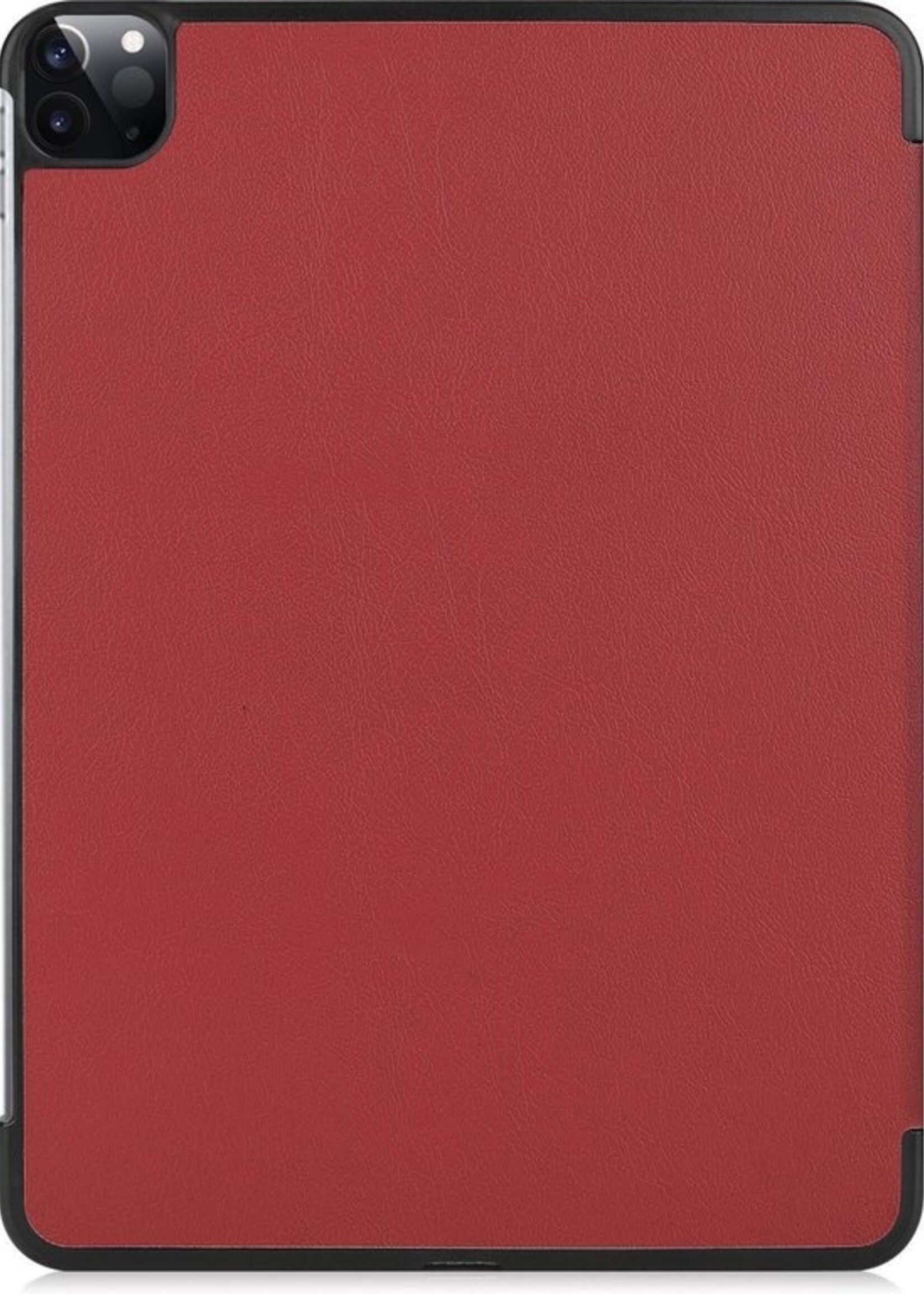 BTH Hoes Geschikt voor iPad Pro 2020 (11 inch) Hoes Book Case Hoesje Trifold Cover - Hoesje Geschikt voor iPad Pro 11 inch (2020) Hoesje Bookcase - Rood