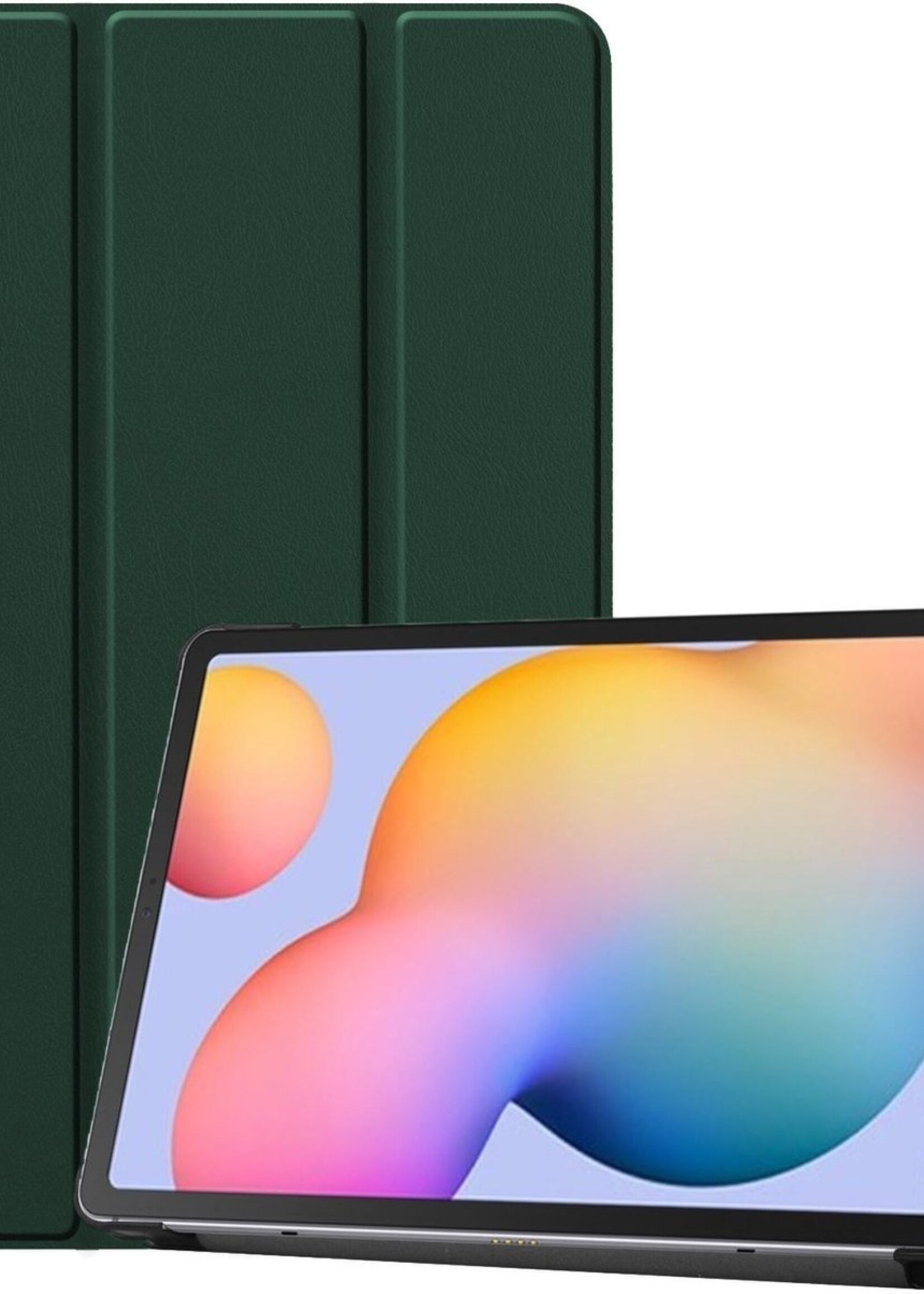 BTH Hoes Geschikt voor Samsung Galaxy Tab S6 Lite Hoes Book Case Hoesje Trifold Cover - Hoesje Geschikt voor Samsung Tab S6 Lite Hoesje Bookcase - Groen