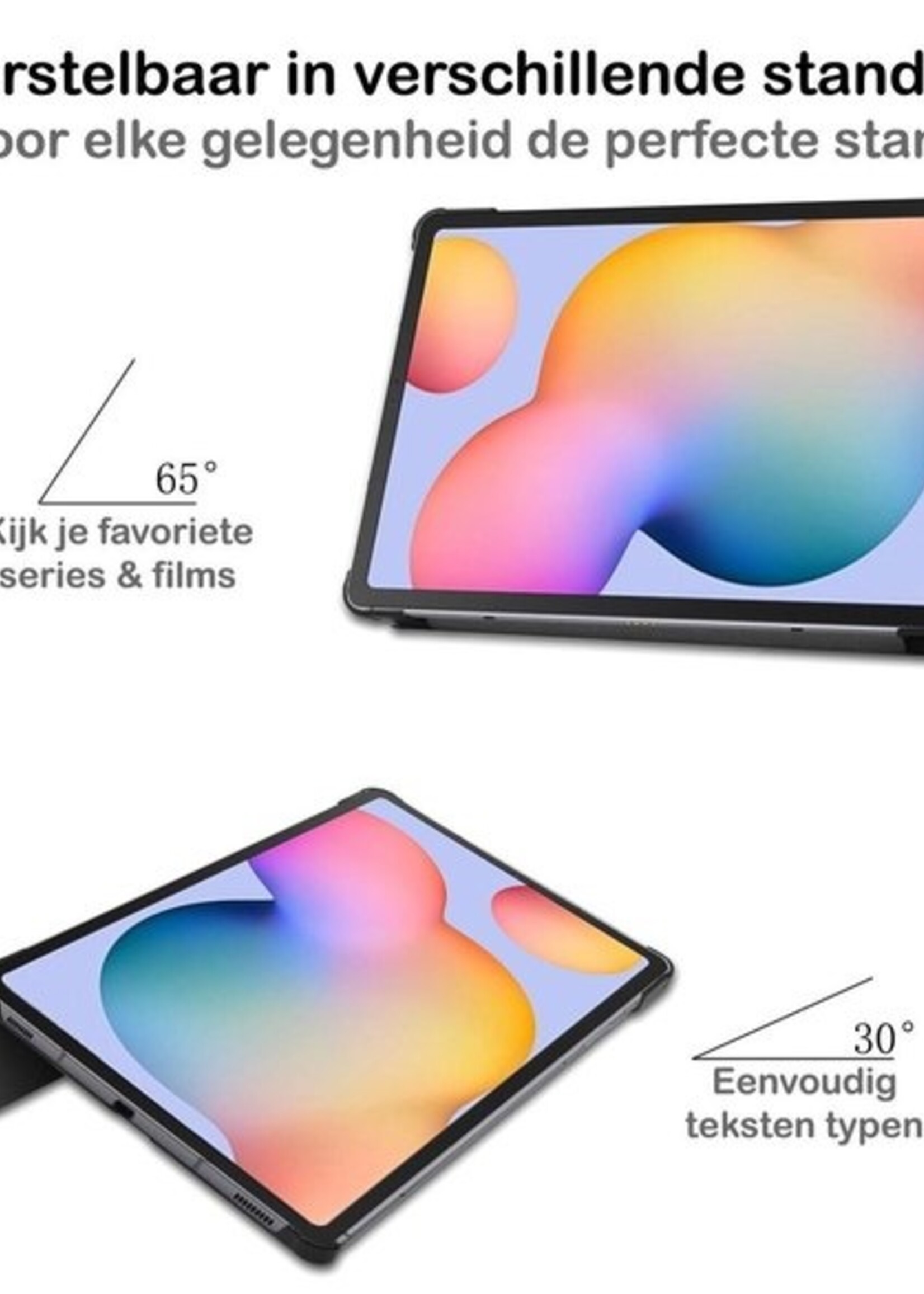 BTH Hoes Geschikt voor Samsung Galaxy Tab S6 Lite Hoes Book Case Hoesje Trifold Cover - Hoesje Geschikt voor Samsung Tab S6 Lite Hoesje Bookcase - Groen