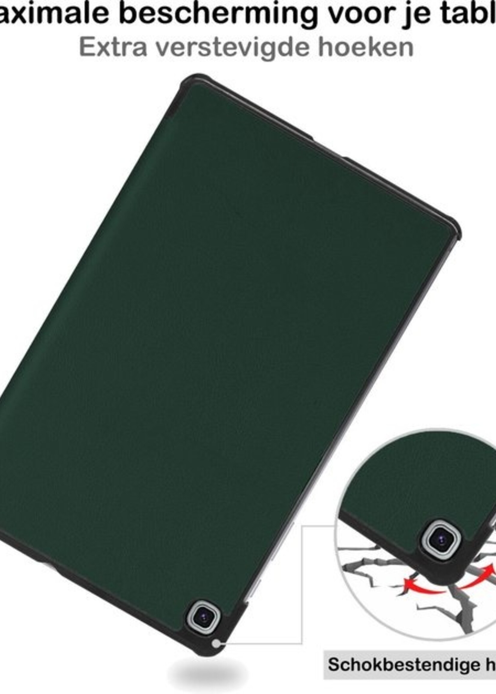 BTH Hoes Geschikt voor Samsung Galaxy Tab S6 Lite Hoes Book Case Hoesje Trifold Cover - Hoesje Geschikt voor Samsung Tab S6 Lite Hoesje Bookcase - Groen