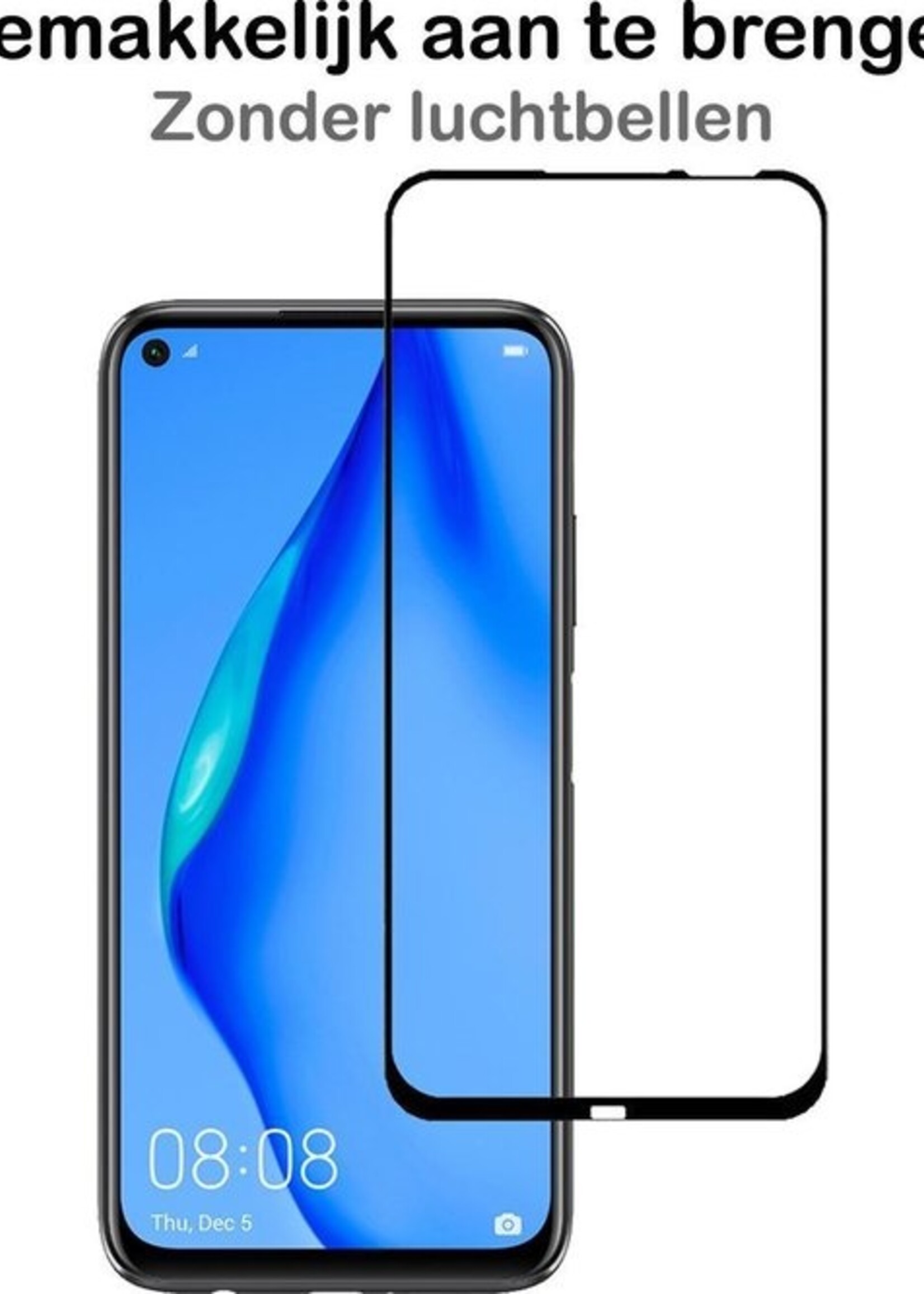 BTH Screenprotector Geschikt voor Huawei P40 Lite Screenprotector Glas Gehard Tempered Glass Full Cover - Screenprotector Geschikt voor Huawei P40 Lite Screen Protector Screen Cover - 2 PACK