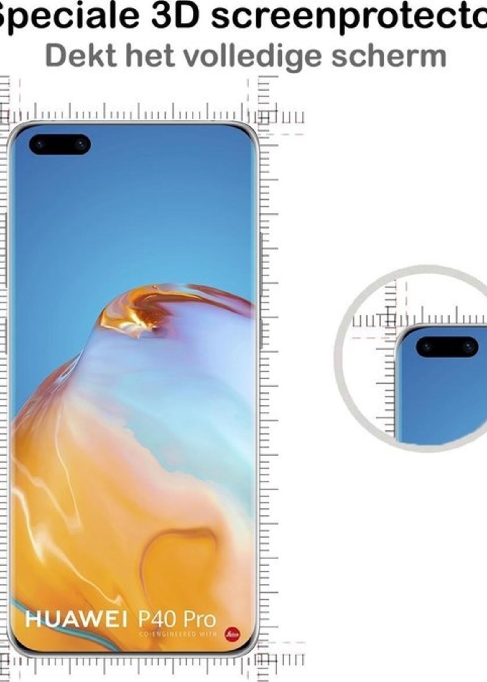 BTH Screenprotector Geschikt voor Huawei P40 Pro Screenprotector Glas Gehard Tempered Glass Full Cover - Screenprotector Geschikt voor Huawei P40 Pro Screen Protector Screen Cover