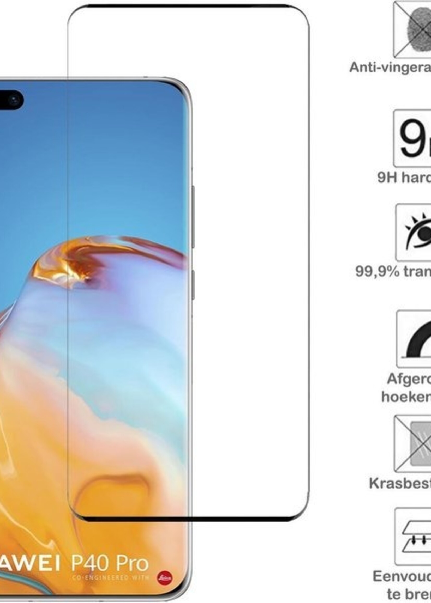 BTH Screenprotector Geschikt voor Huawei P40 Pro Screenprotector Glas Gehard Tempered Glass Full Cover - Screenprotector Geschikt voor Huawei P40 Pro Screen Protector Screen Cover